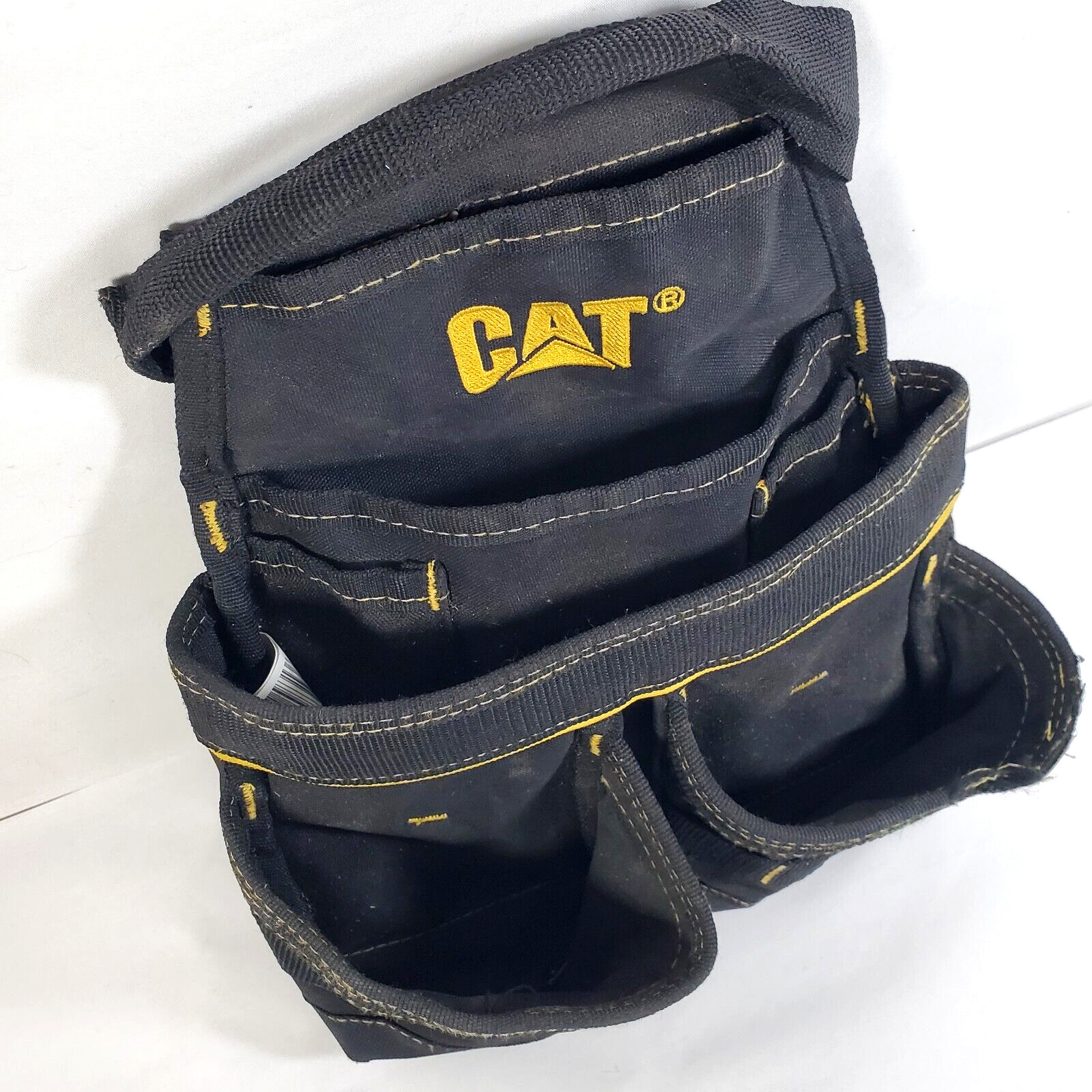 CAT Caterpillar Tool Pouch Muti-Purpose Black Yellow 13 Inches Tall No Belt