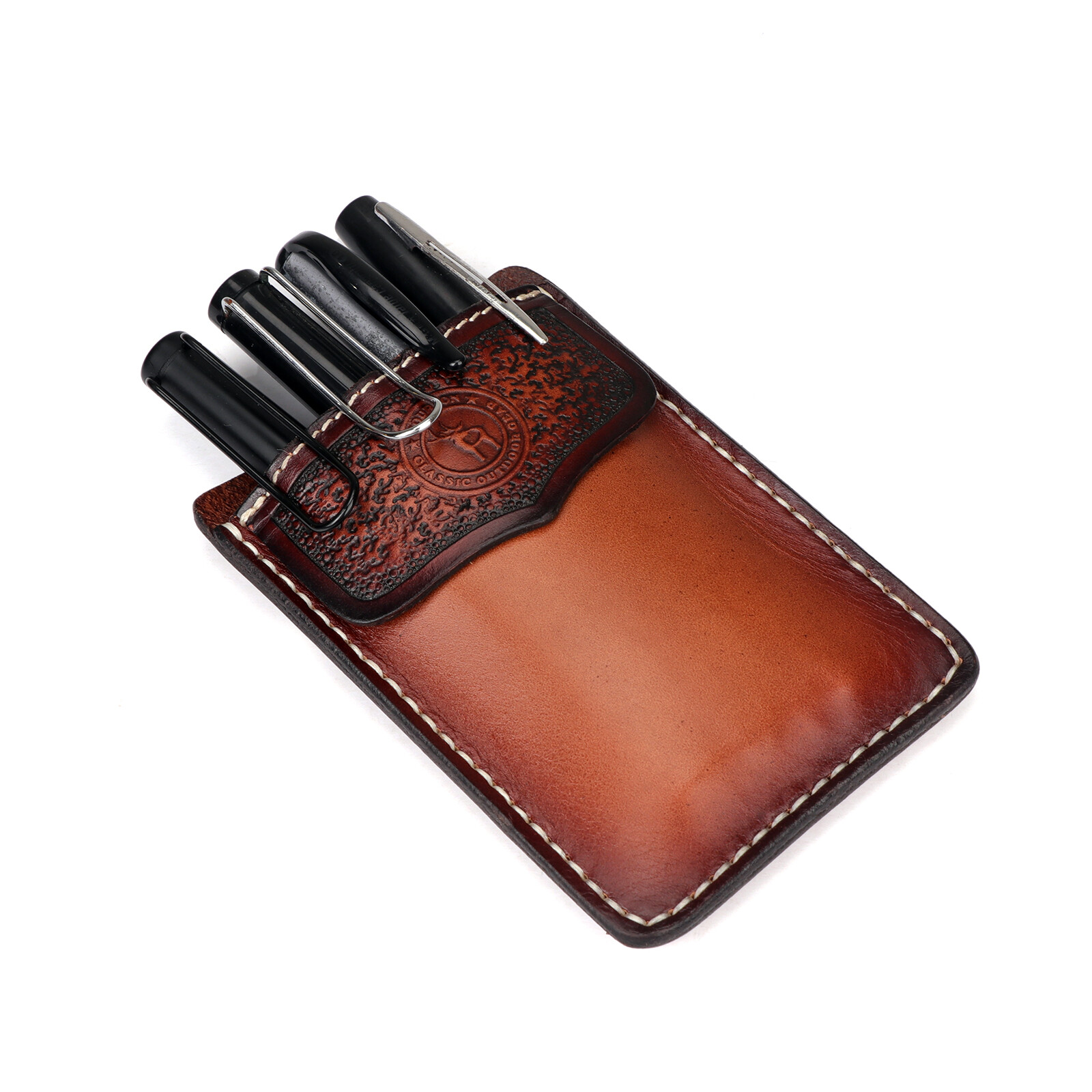 TOURBON Leather Shirt Pocket Protector Pen Tools Pouch For Worker Doctors Nurses
