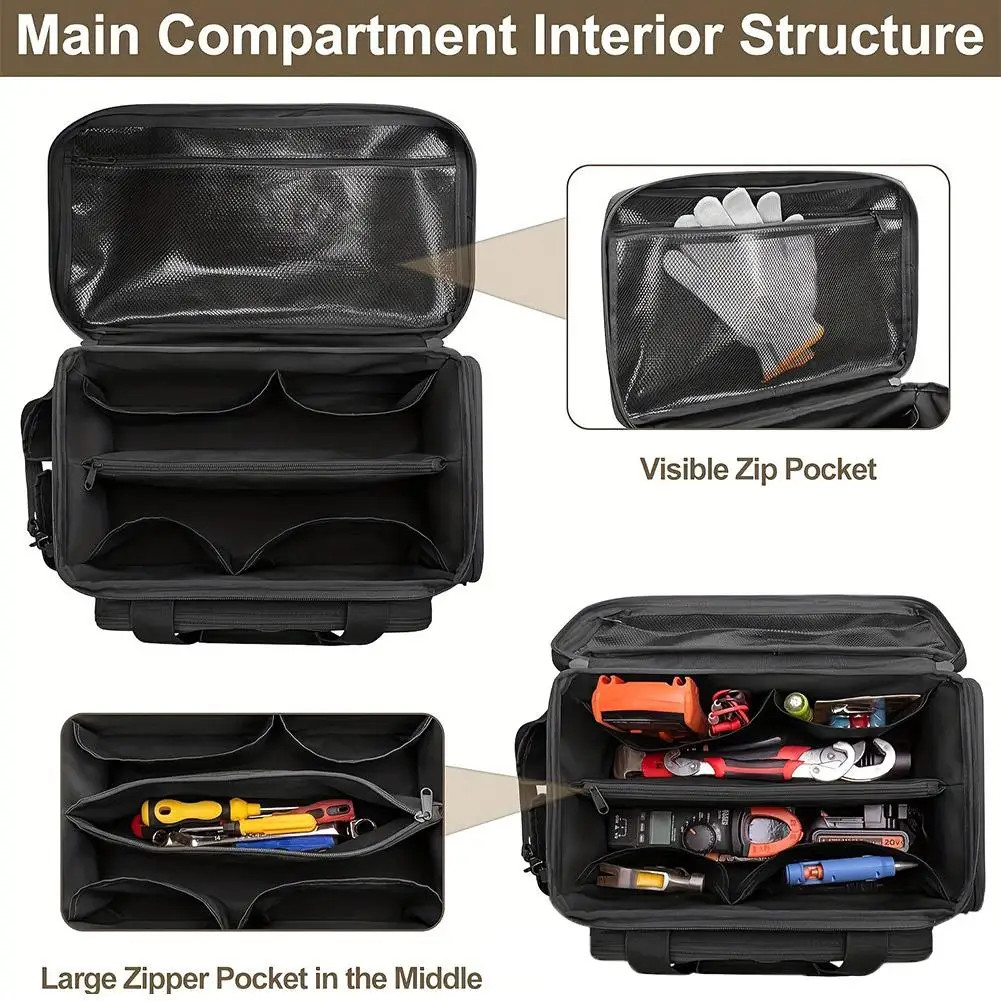 High-capacity Tool Storage Bag Comfortable Handle Thick Padded Base Easy Carryin
