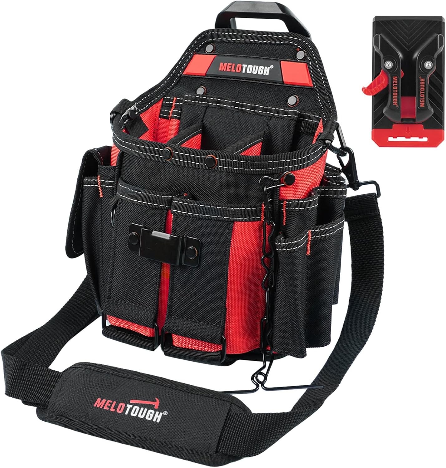 MELOTOUGH Professional Electrician Tool Pouch w/ Belt Clip & Strap