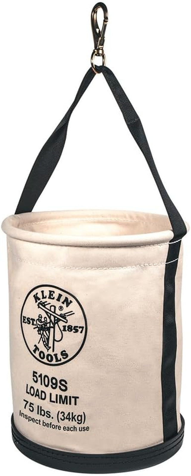 Klein Tools 5109S Canvas Bucket, Straight Wall Tool Bucket Swivel with Swivel Sn