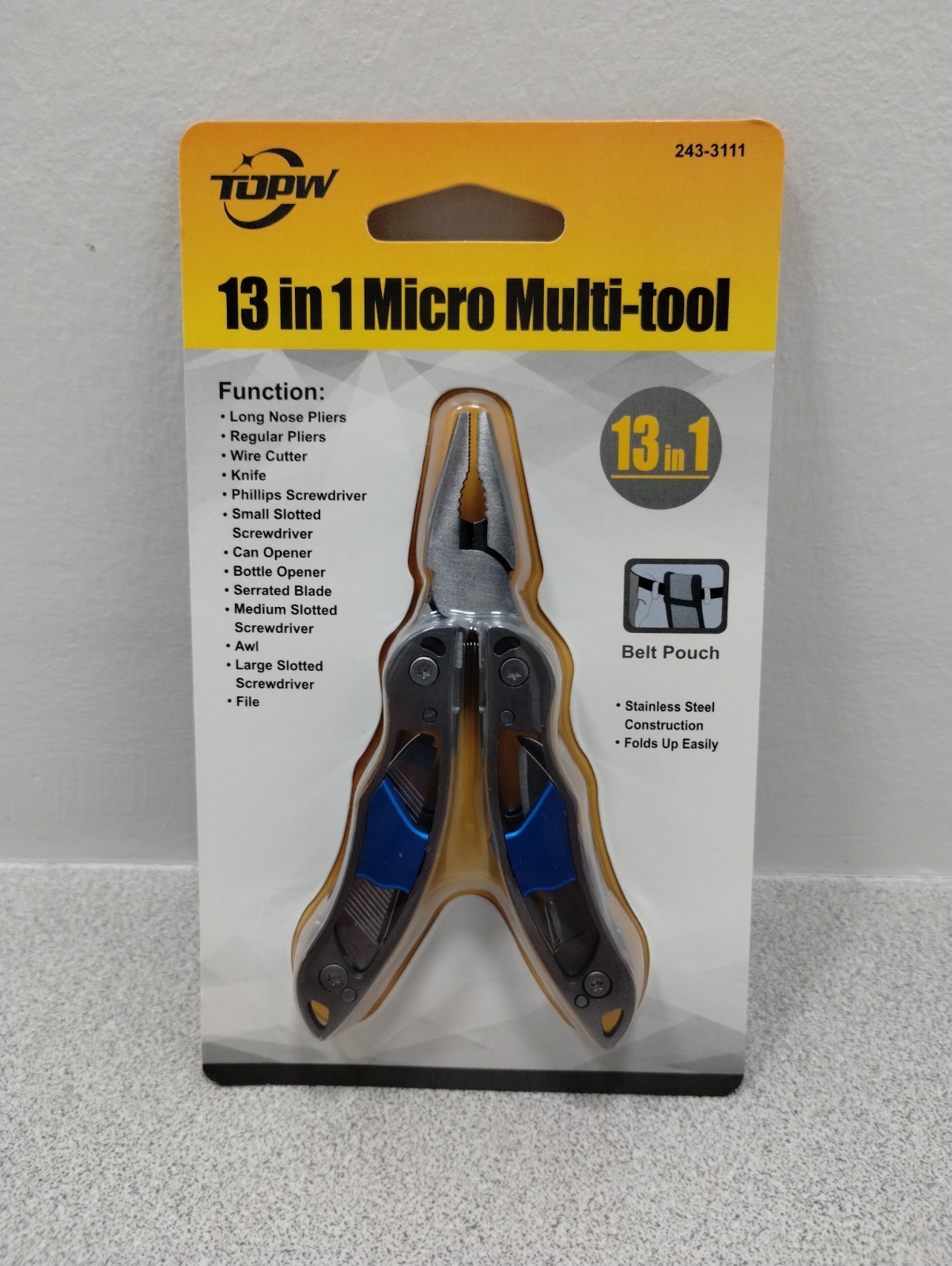 Multi Micro Hand Tool 13 In 1 With Belt Pouch New In Pack Blue Handles.