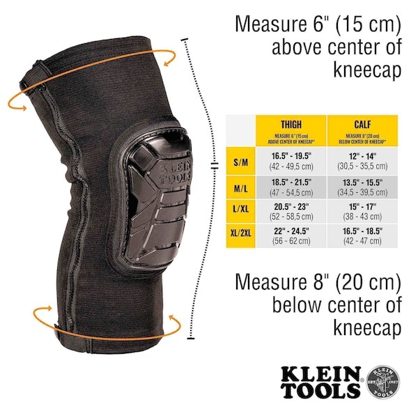 Klein Tools 60628 Tough-Flex Knee Pad Sleeve S/M, 2-Pair