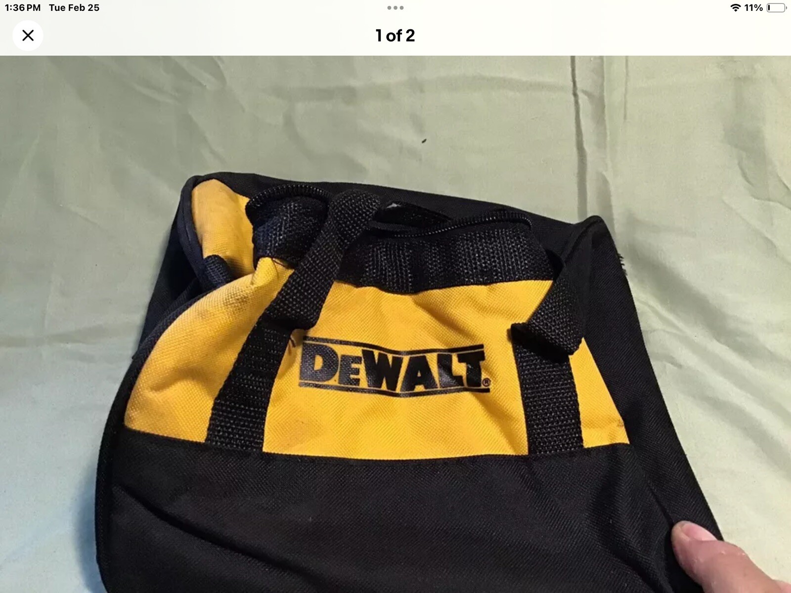 Open Box- DeWalt 9″ X 9″ X 8″ Small Canvas Tool Bag- N655010