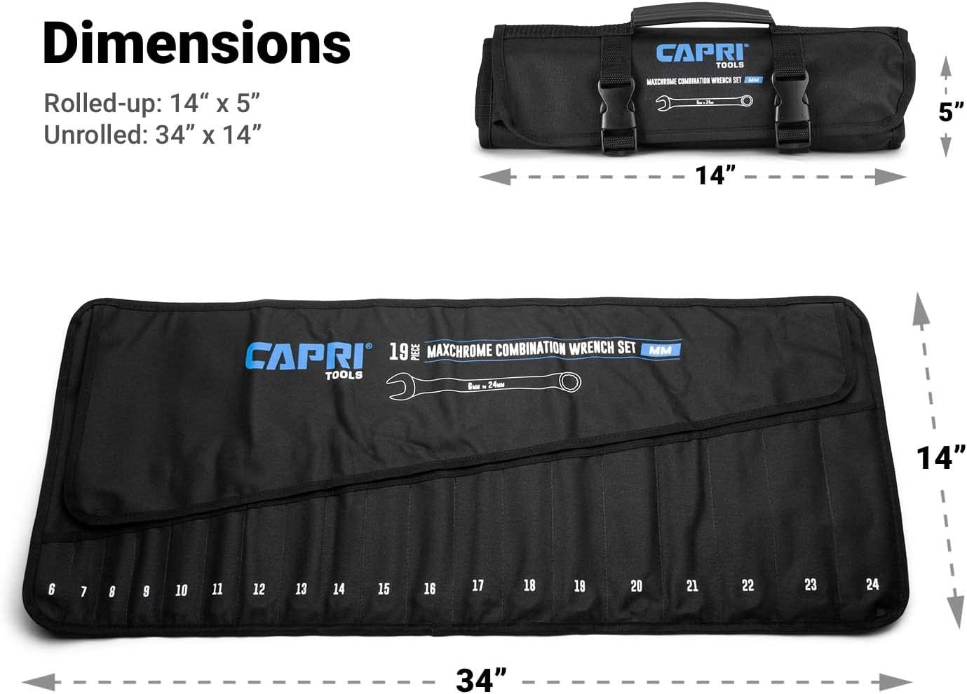 Wrench Roll up Pouch Standard Pockets