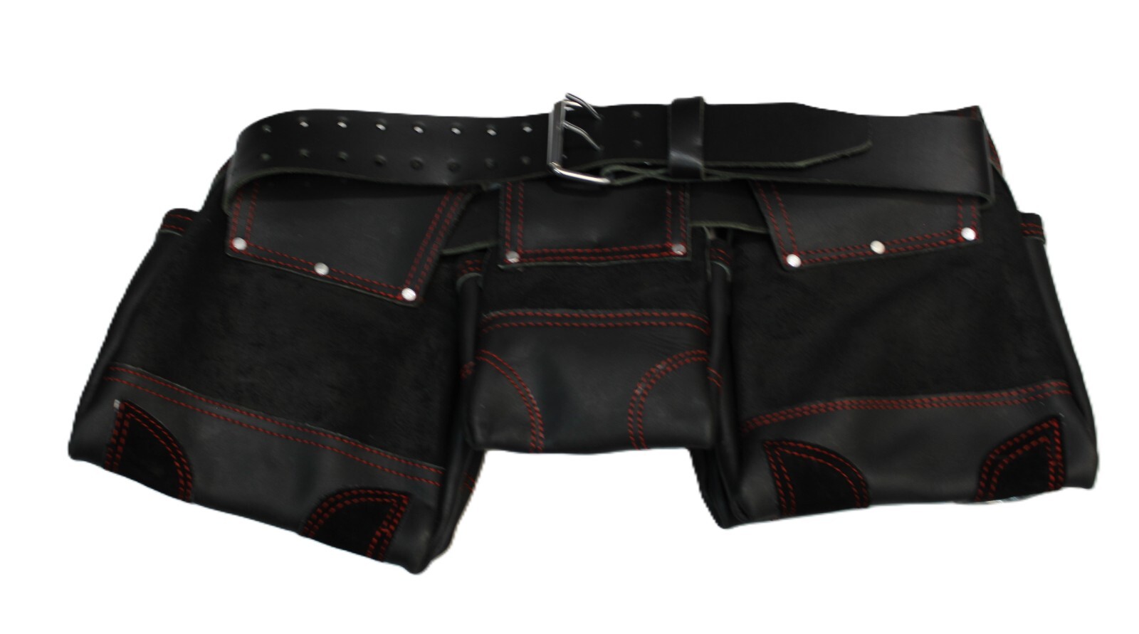 Seven Star Tools Genuine Leather Framer’s Tool Belt – Black w/ Red Stitching