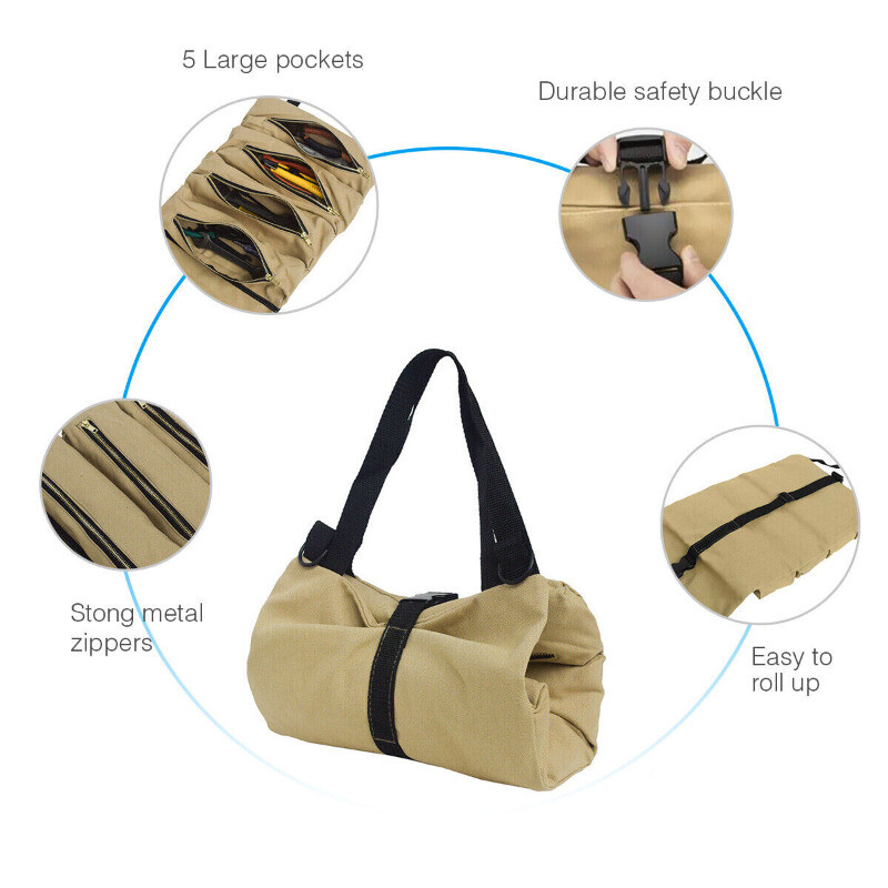 Roll Tool Roll Multi-Purpose Tool Roll Up Bag Wrench Roll Pouch Hanging Carrier