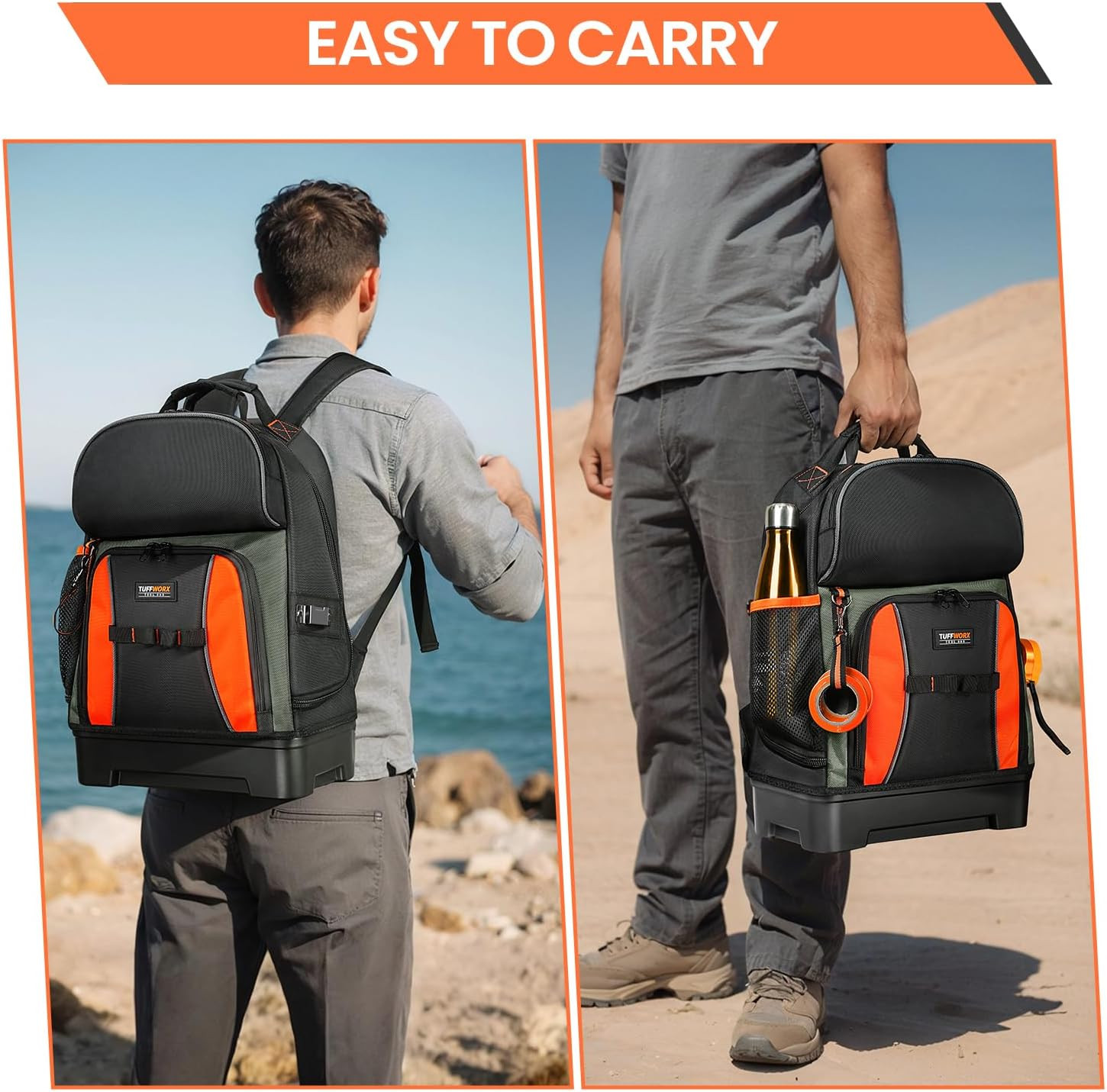 Heavy Duty Tool Bag with Multiple Compartments – Black & Orange Storage Solution