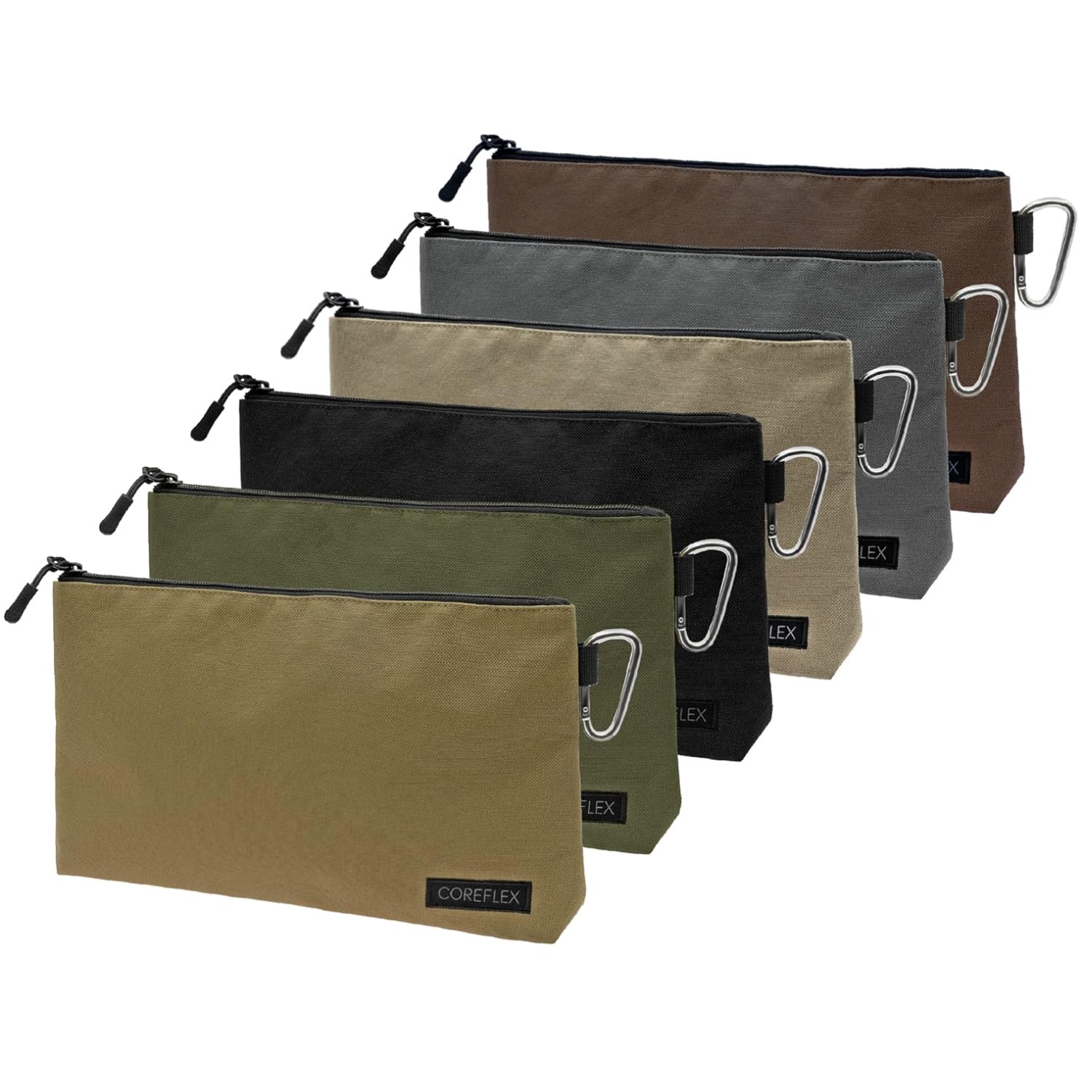 Canvas Storage Pouch Set, Flat Bottom, 6-Pack, YKK Zipper