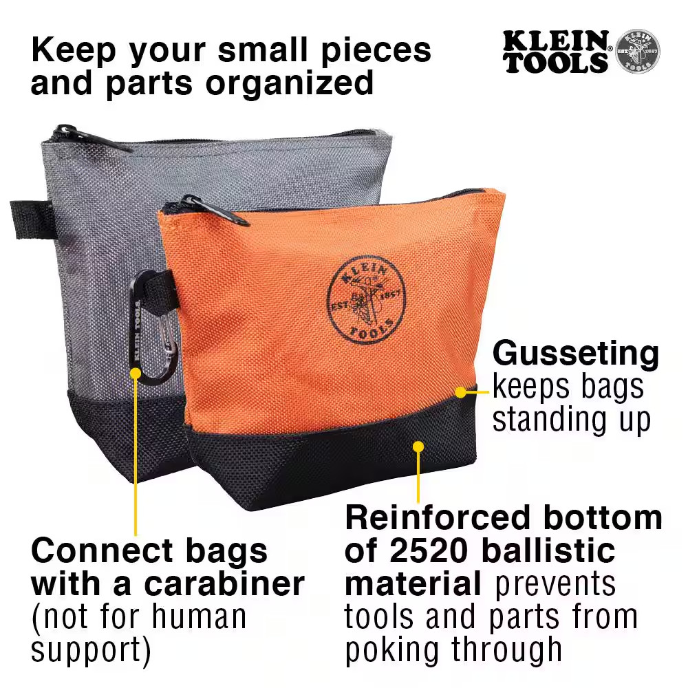 Klein Tools 9 In. Stand-Up Zipper Tool Bag (2-Pack) NEW