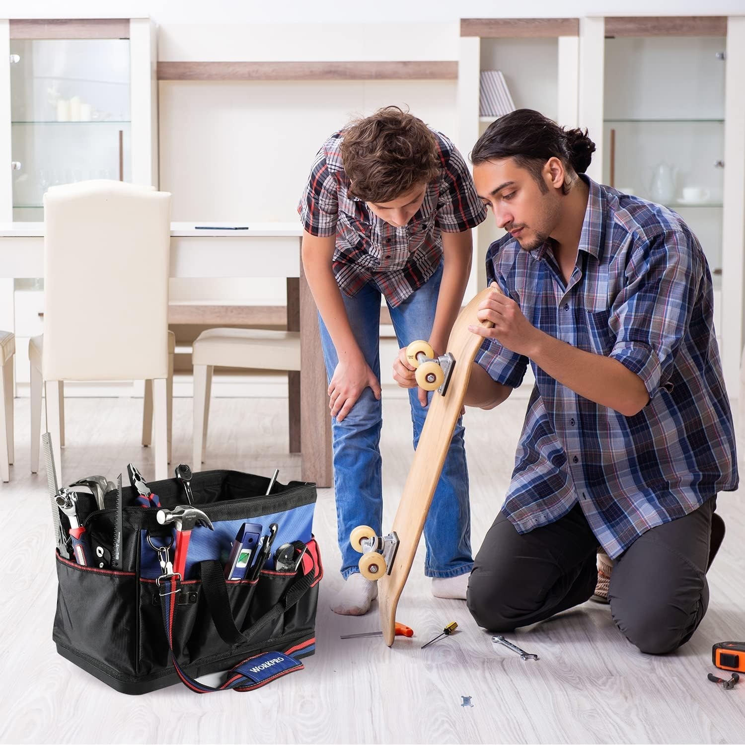 Lightweight & Durable 18″ Open Top Tool Organizer with Adjustable Straps