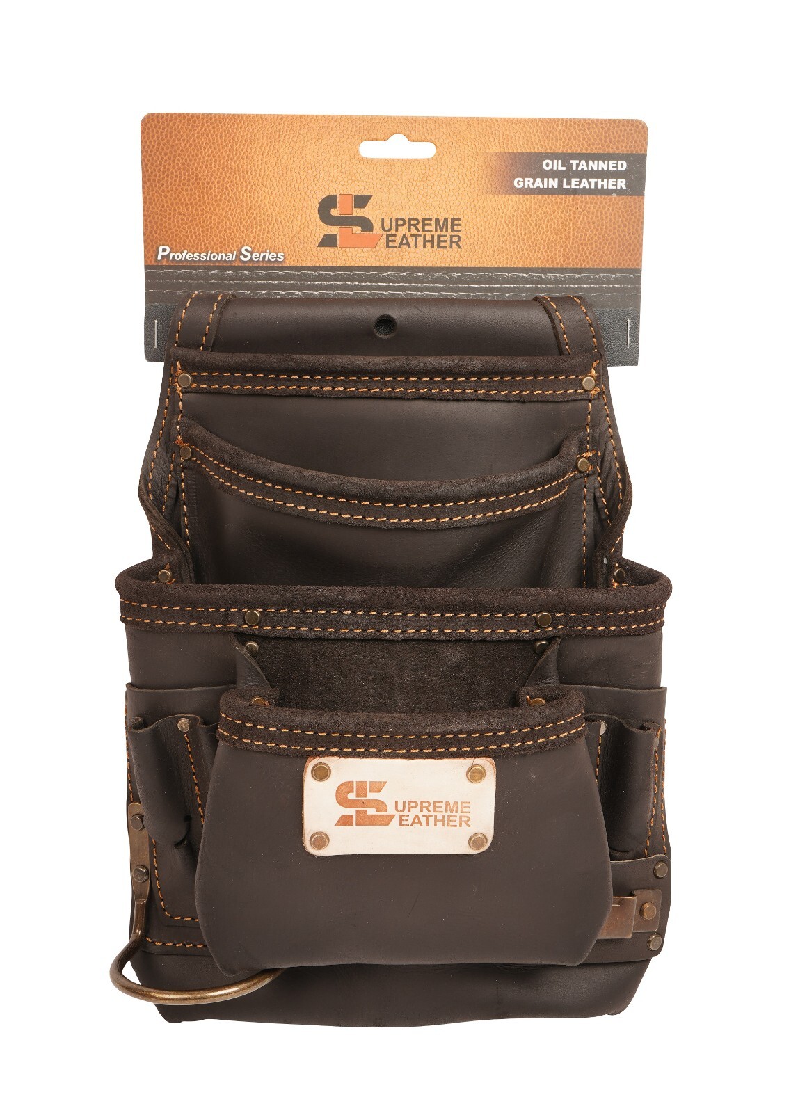 Leather Tool Pouch, 10 PKT, HD Construction, 2 Section