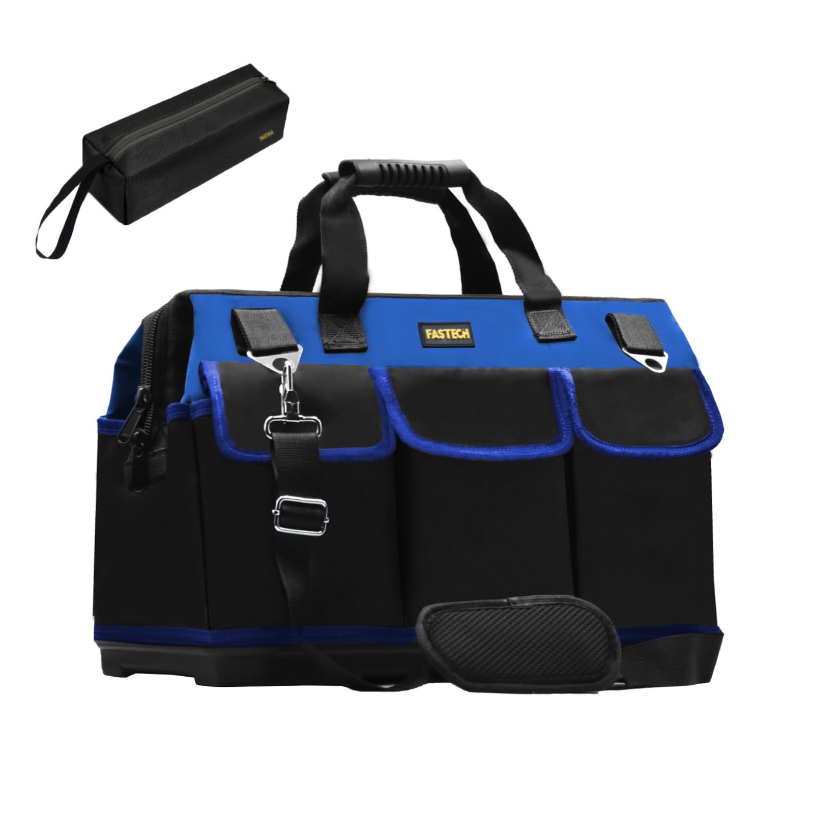 20 Inch Bottom Tool Bag Wide Mouth Storage Organizer Heavy Duty Tote Pockets