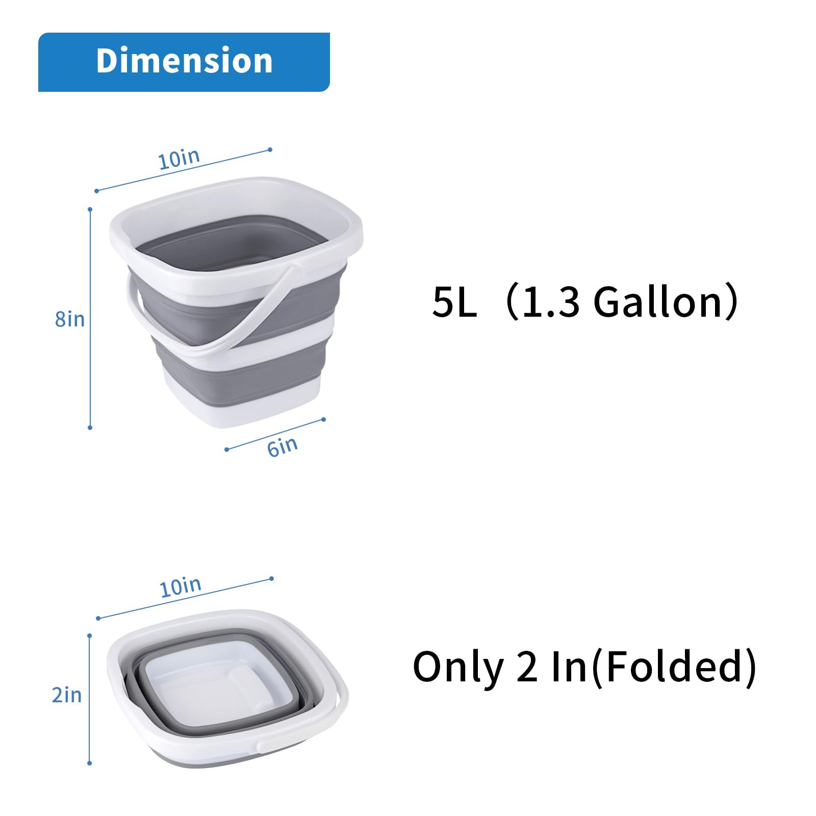 2 Pack Collapsible Buckets 5L 1.3Gallon Small Cleaning Bucket for Household P…