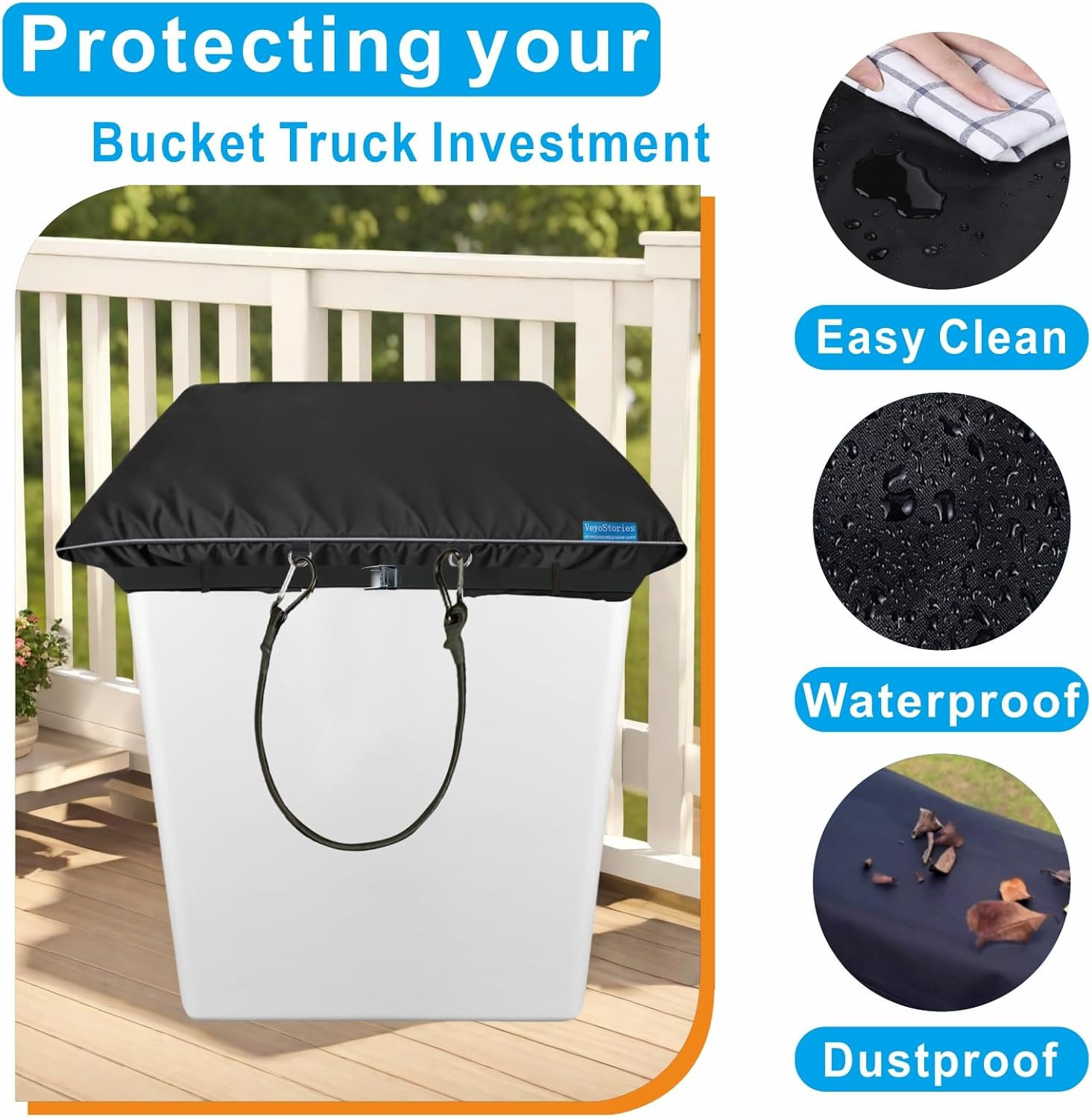 Bucket Truck Cover – Easy to Use, Tear-Resistant, with Elasticated Cord Buckle,