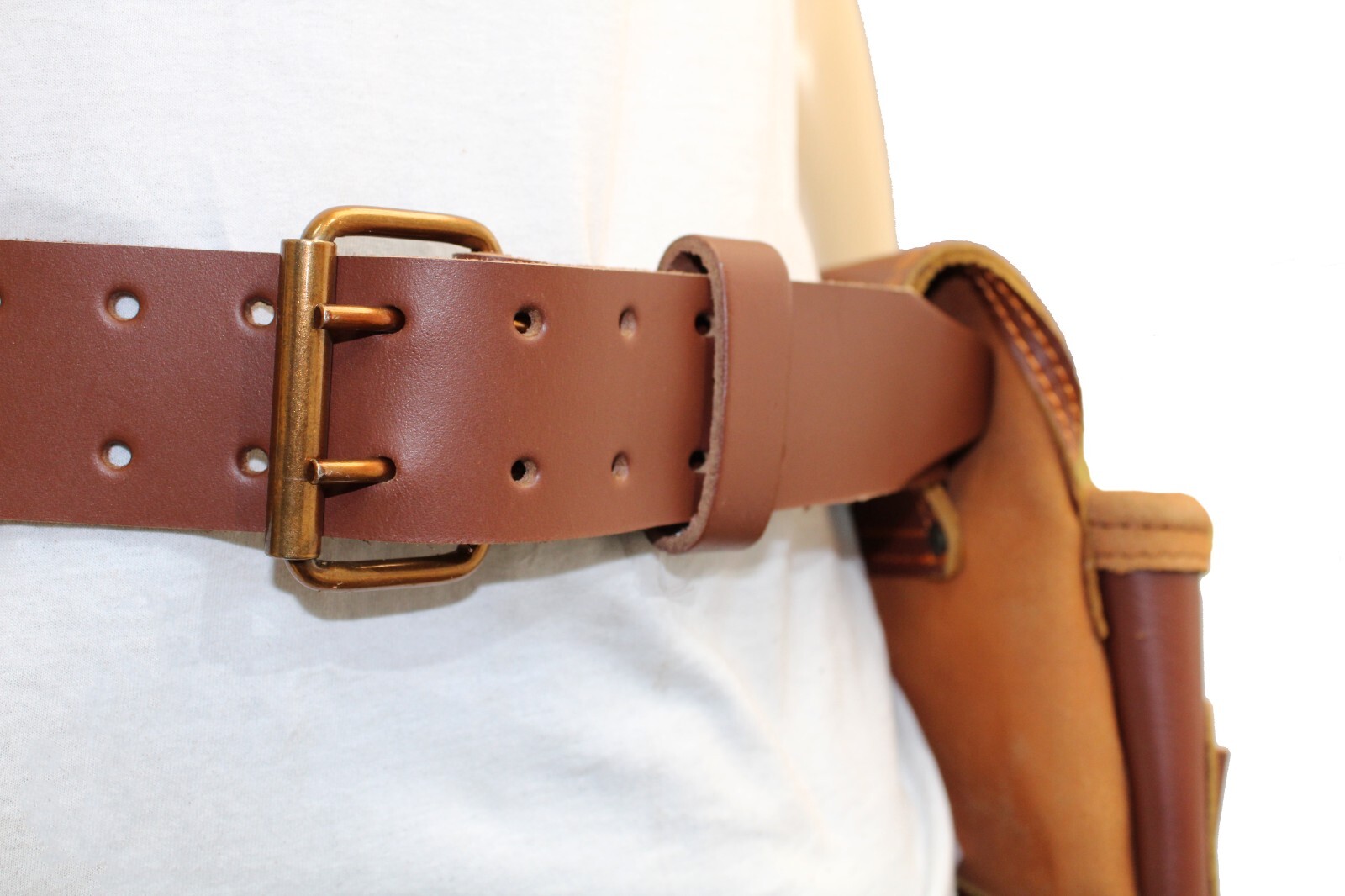 USA PRO TOOLS Genuine Brown Leather Framer’s Tool Belt – Commercial‑Grade 2″