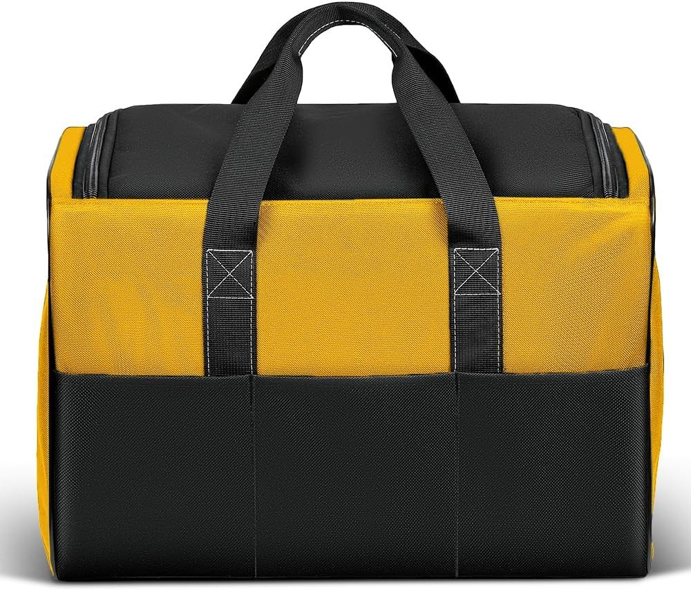 17″ Large Tool Bag Wide Mouth Organizer Yellow & Black Double Zipper