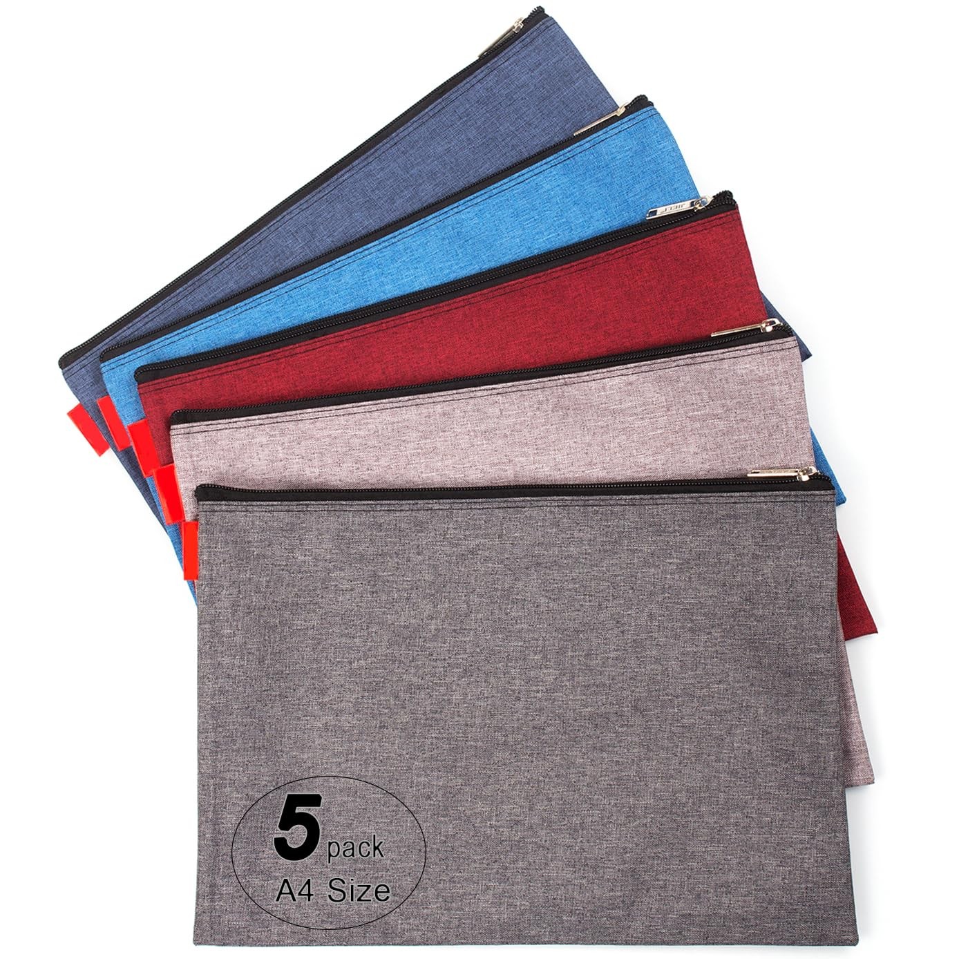 5 Pack Canvas Zipper Tool Bag Set, 13.3″ x 9.4″ 14oz Heavy Duty Waterproof Mu…