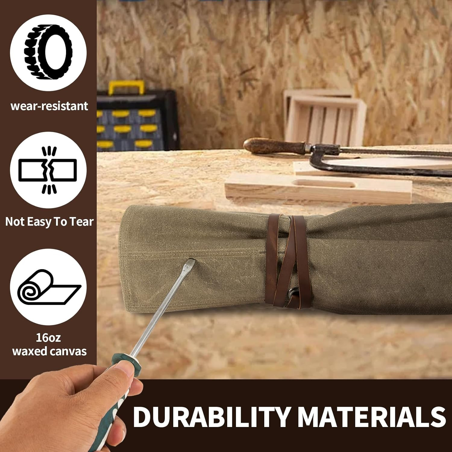 Chisel Roll,Small Tool Roll Pouch,Tool Roll Bag Organizer, Heavy Duty Waxed Canv