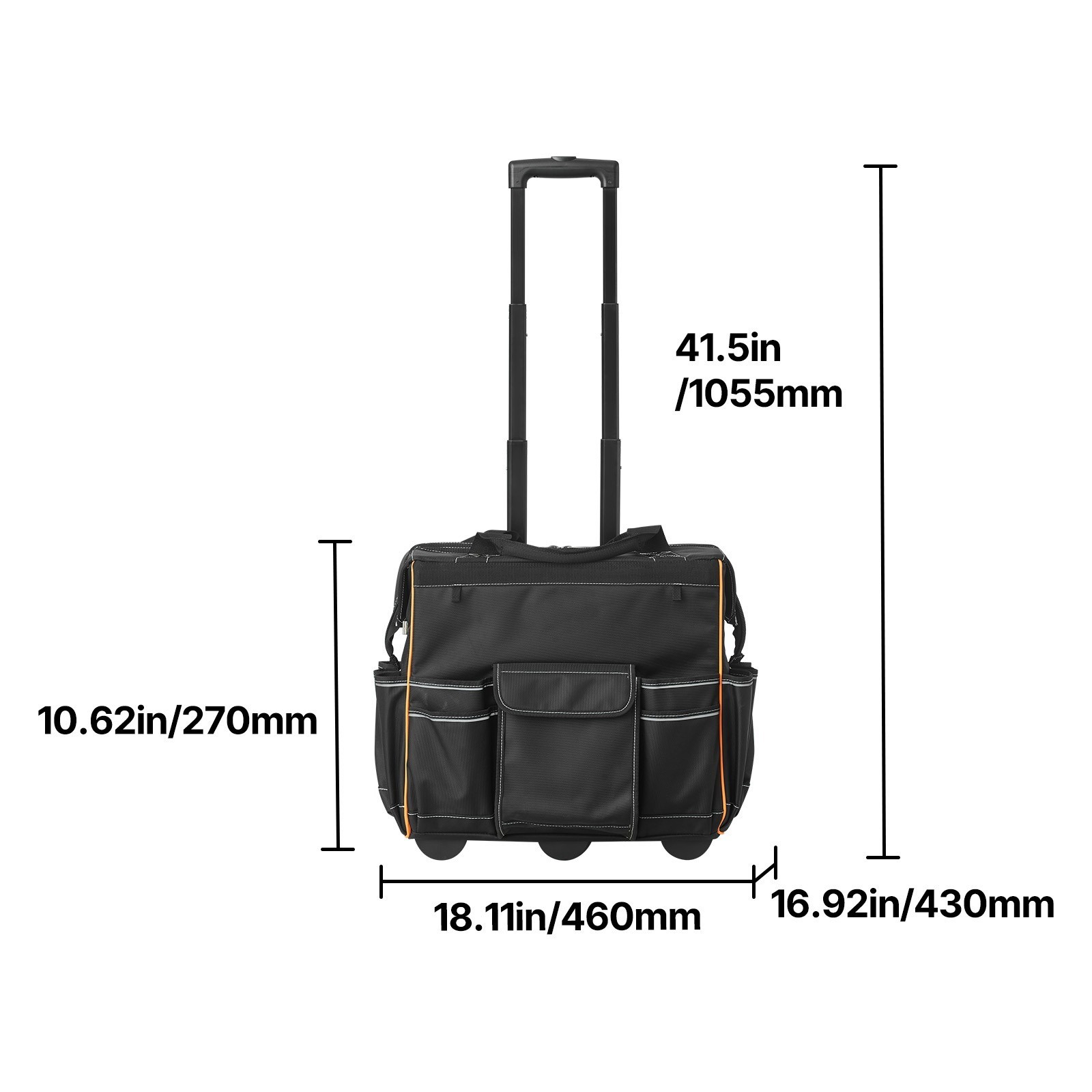 Rolling Tool Bag w/ Wheels, 110 lbs Capacity, 25 Pockets Durable Tool Organizer