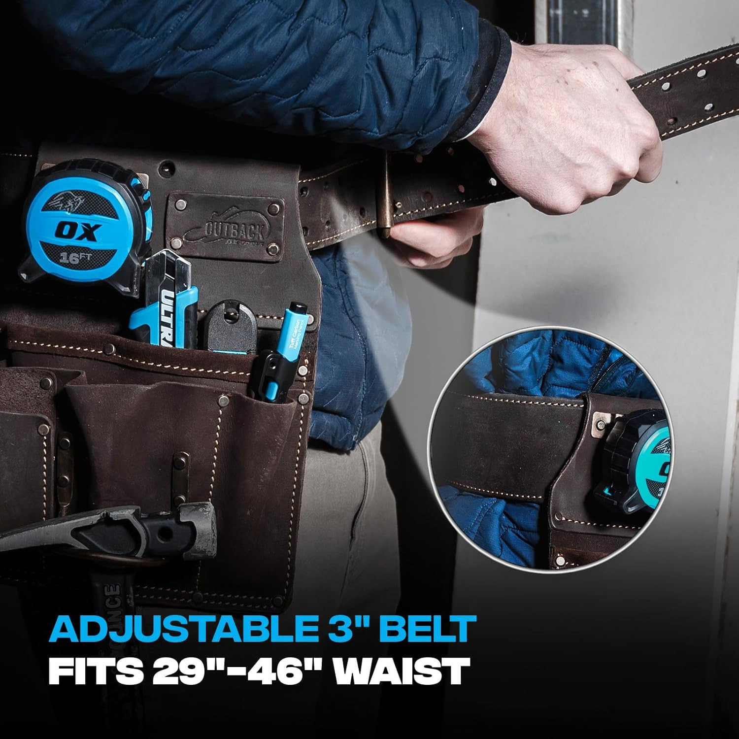 Pro Drywall Tool Belt – 22-Pocket Leather Tool Belt Pouches – (XL) Made of Oil-T
