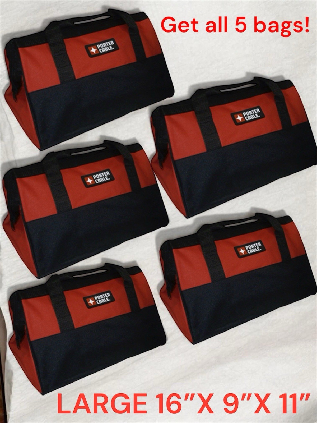 10 PACK Bag Set Porter Cable Tool Bags + 5 Large Bag Bonus Set