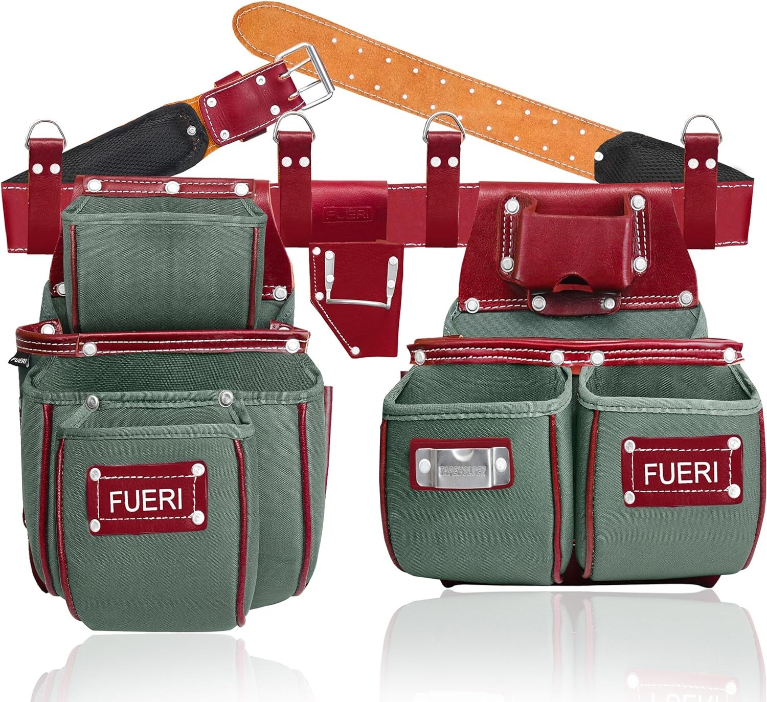 Professional Leather Tool Belt with Bags Farmers, Carpenters 19 Pocket Tools Bag