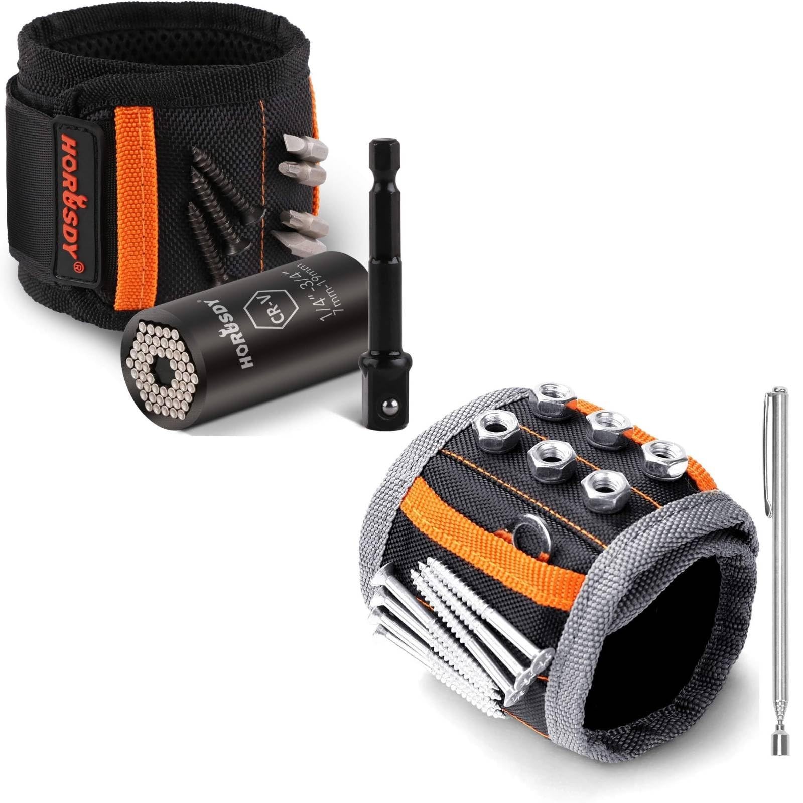 2pcs Magnetic Wristband & Universal Socket Grip Set – Tool Organizer & Holder
