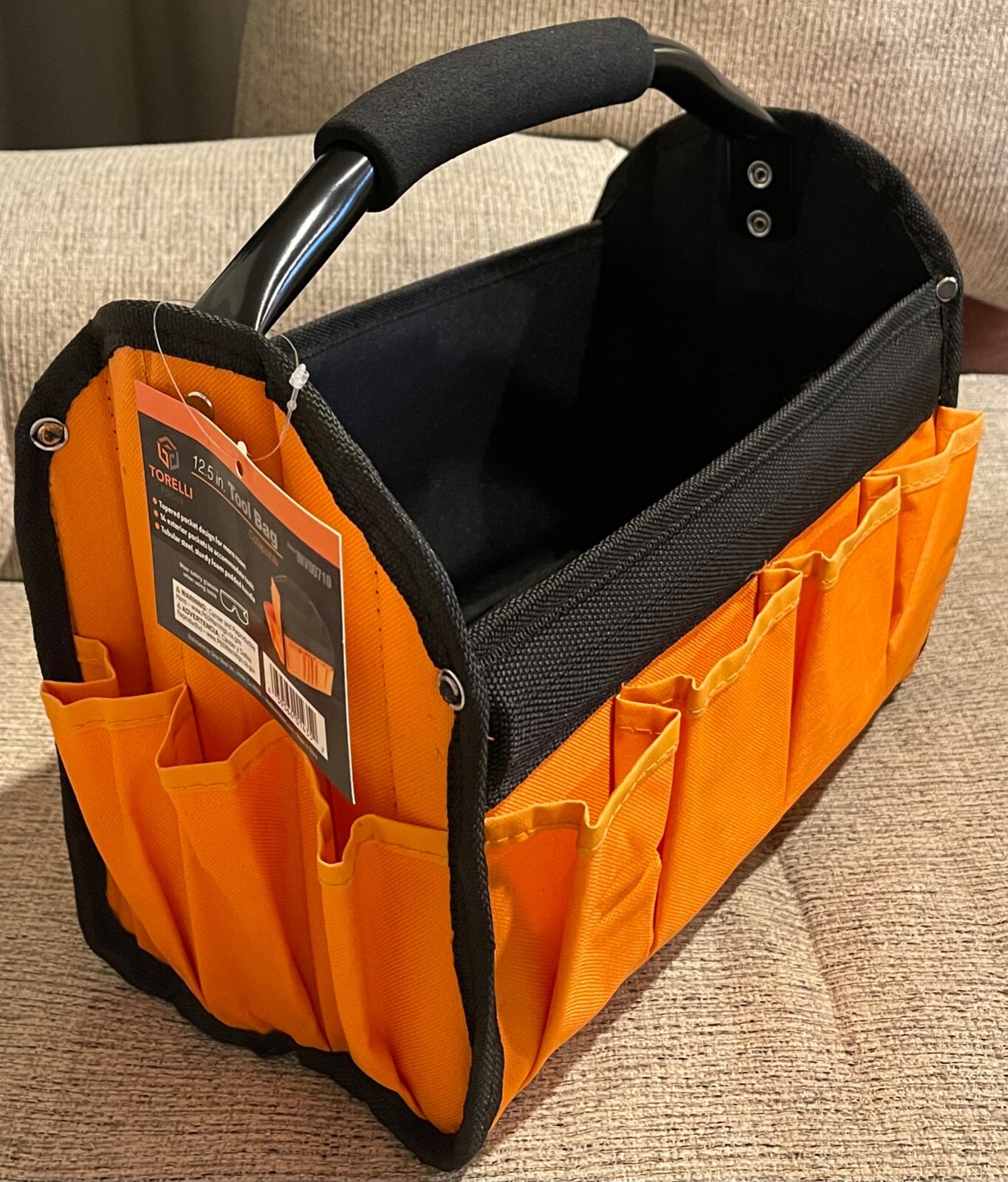 Torelli Tools Collapsible Tool Bag, Exterior Pockets, Foam Padded Handle, Orange