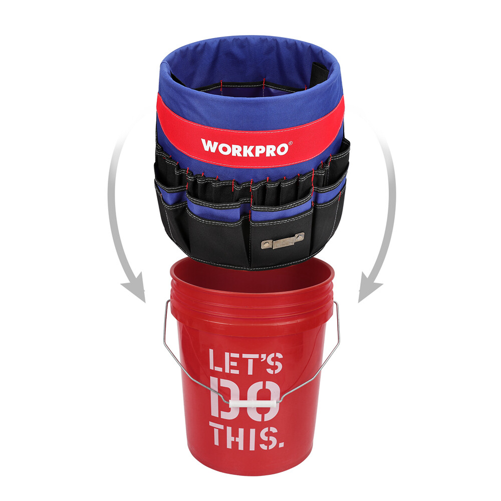 WORKPRO Bucket Tool Organizer with 51 Pockets Fits to 3.5-5 Gallon Bucket USA