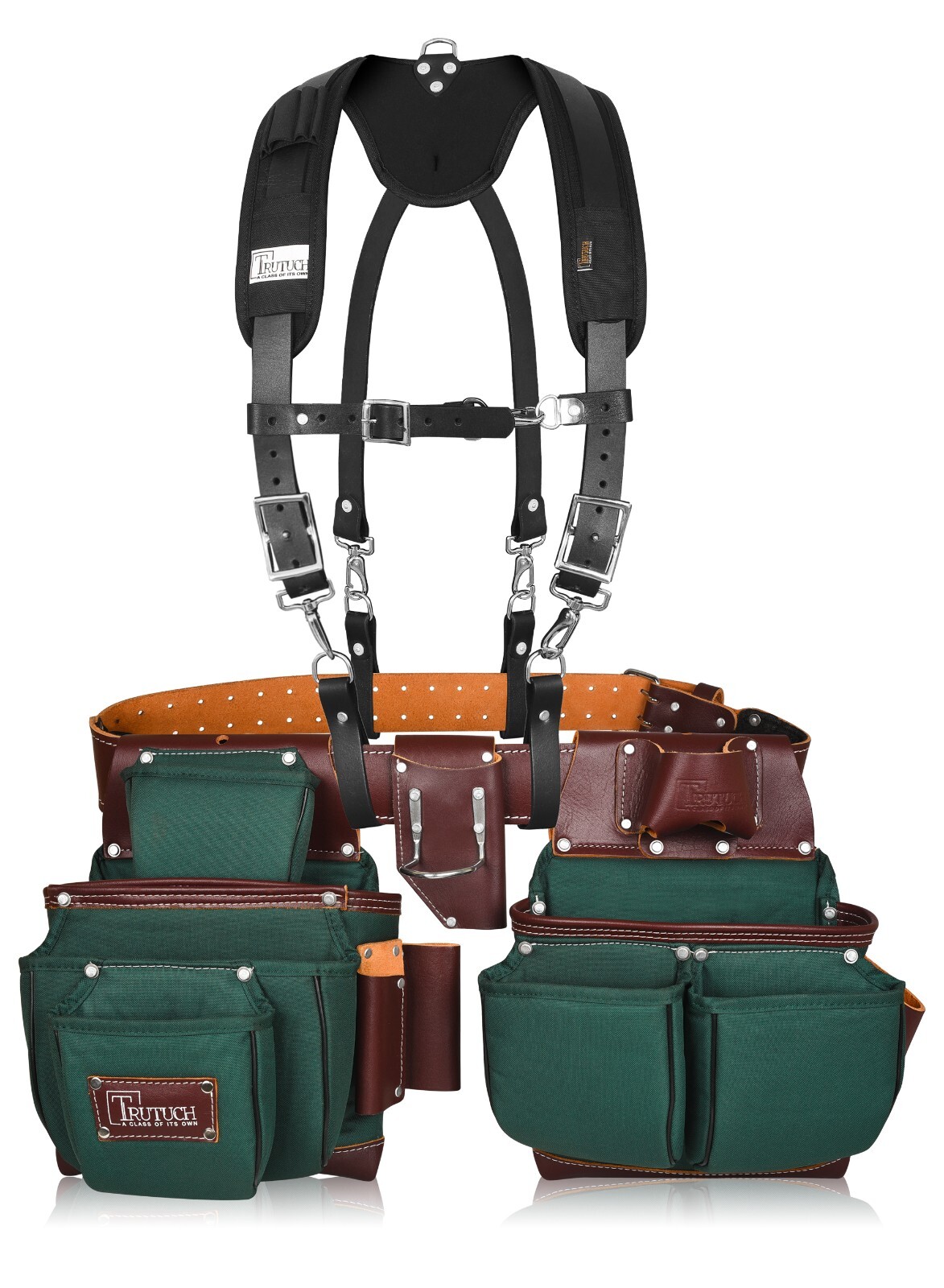 TRUTUCH Nylon and Leather Tool Belt with Leather Work Suspender | Framers