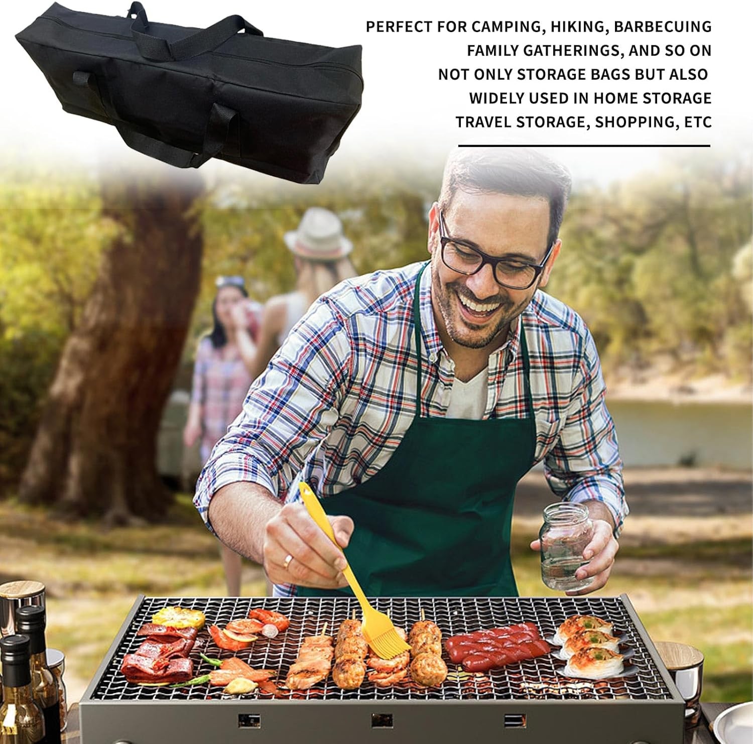 Grill Tool Storage Bag, 24″ Oxford Cloth BBQ Tool Storage Bag, Double Zipper Gri