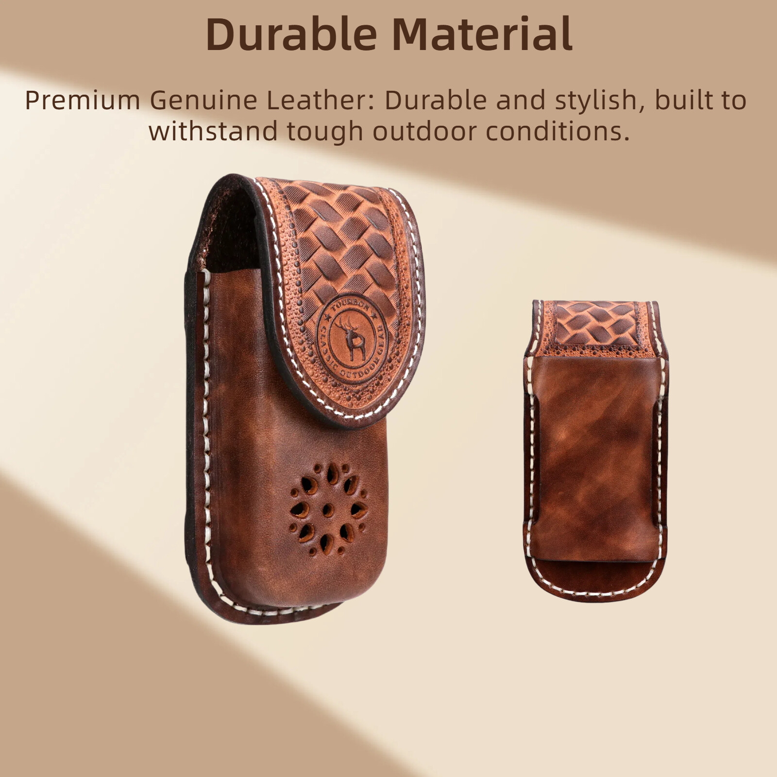 TOURBON Leather Pocket Knife Sheath Folding Knives Case Belt Pouch-Clearance