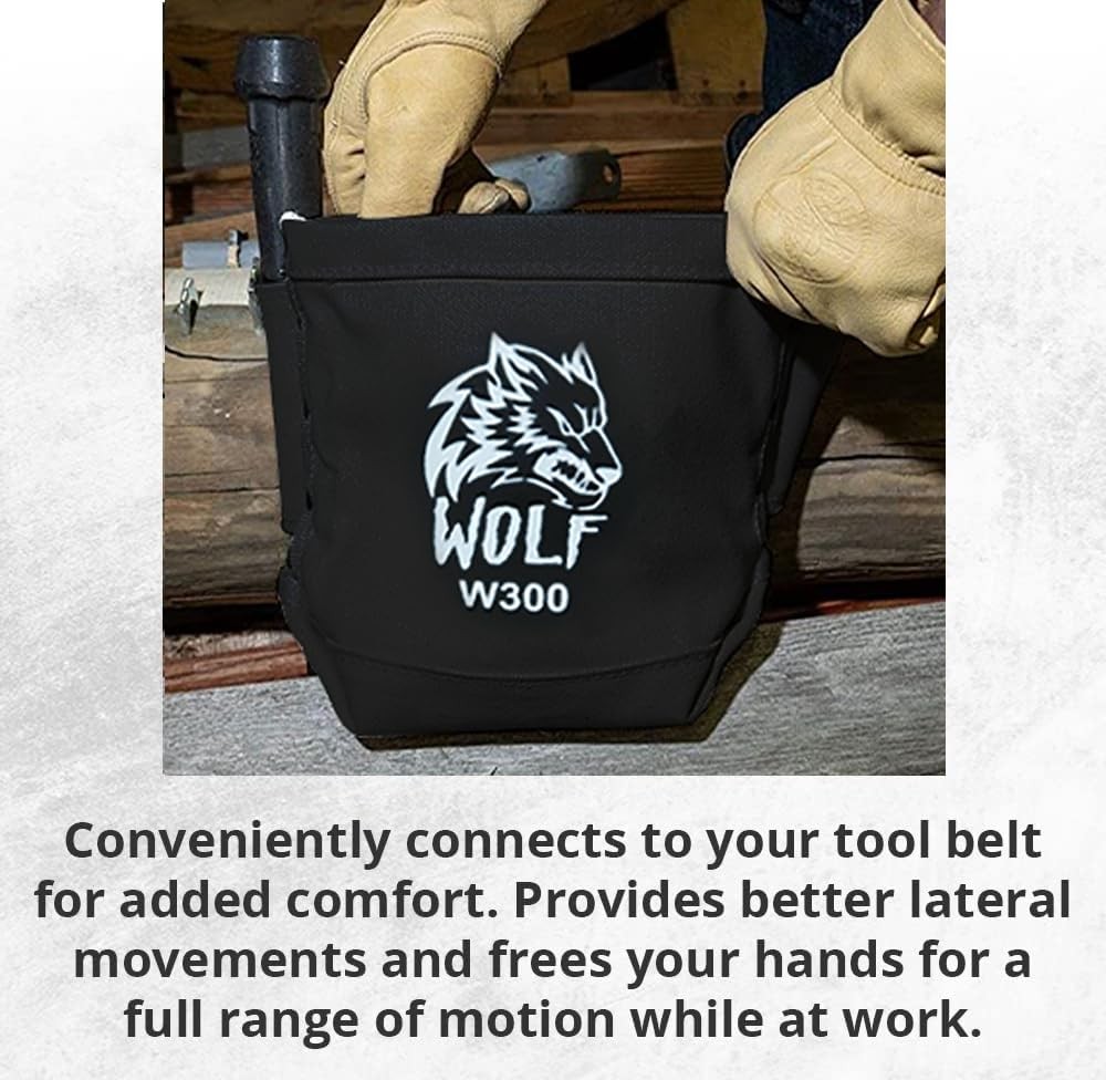 Wolf Black Canvas Tool Pouch, Tunnel Belt Loop, Bull Pin Loops & Bolt Bag Tot…
