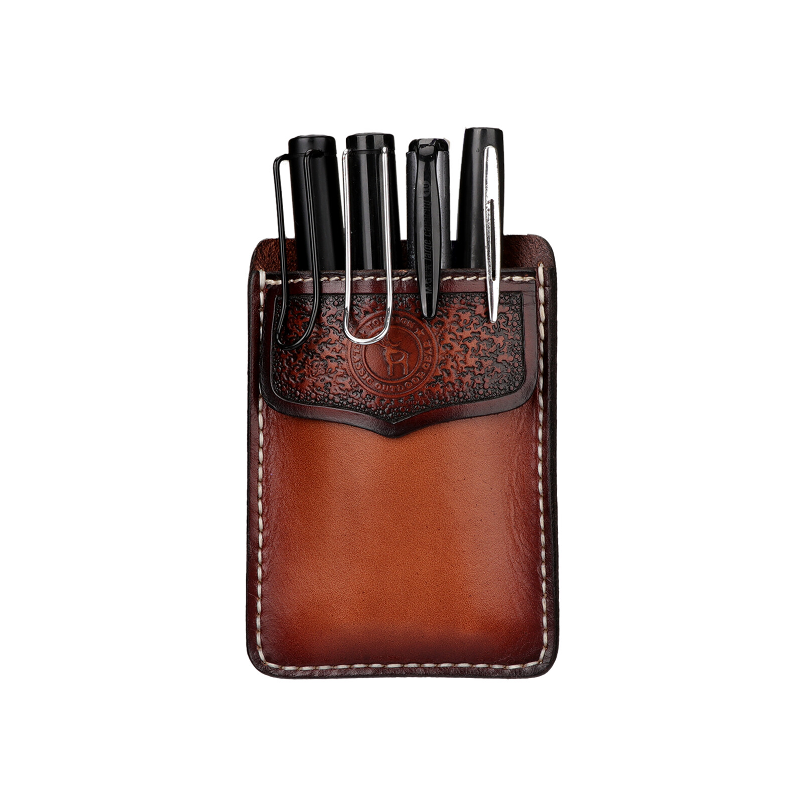 TOURBON Leather Shirt Pocket Protector Pen Tools Pouch For Worker Doctors Nurses
