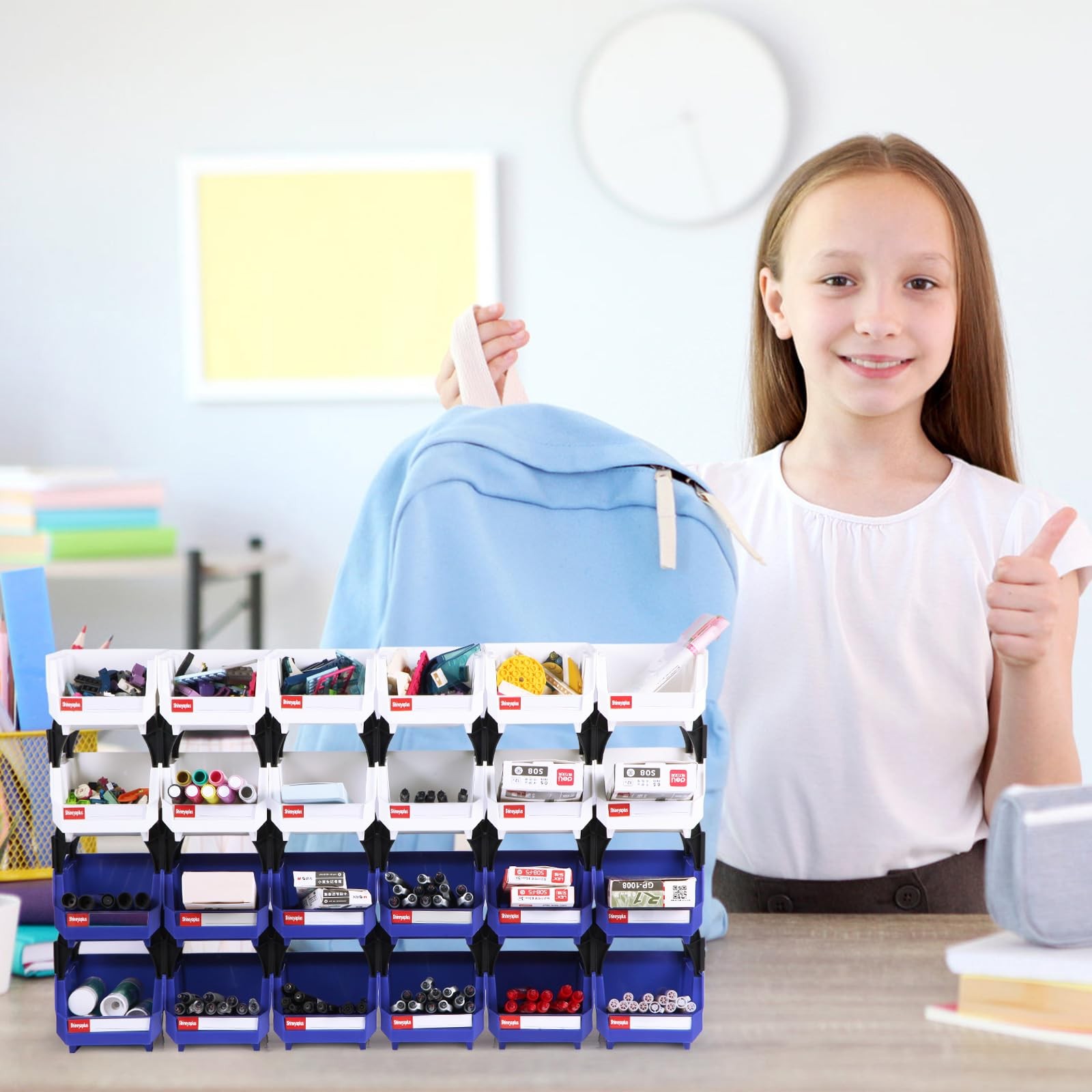 Shineyaplus Plastic Storage Bins 24 Packs, Space-Saving Stackable Parts Bins …