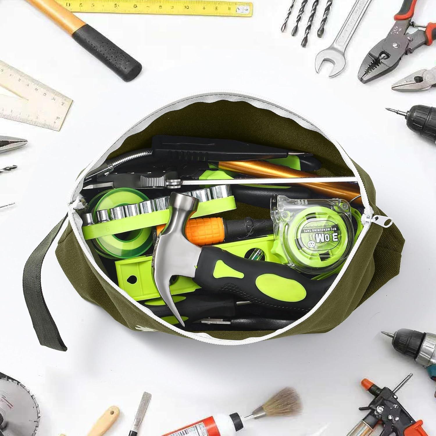 Multifunctional 12.5″ Tool Organizer Pouch – Stylish Cotton Canvas Zipper Bag