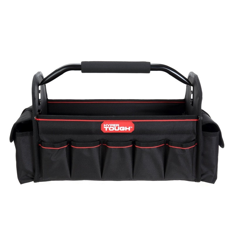 16 Inch Open Top Tool Tote Durable Organizer W/ 20 Pockets Steel Handle New