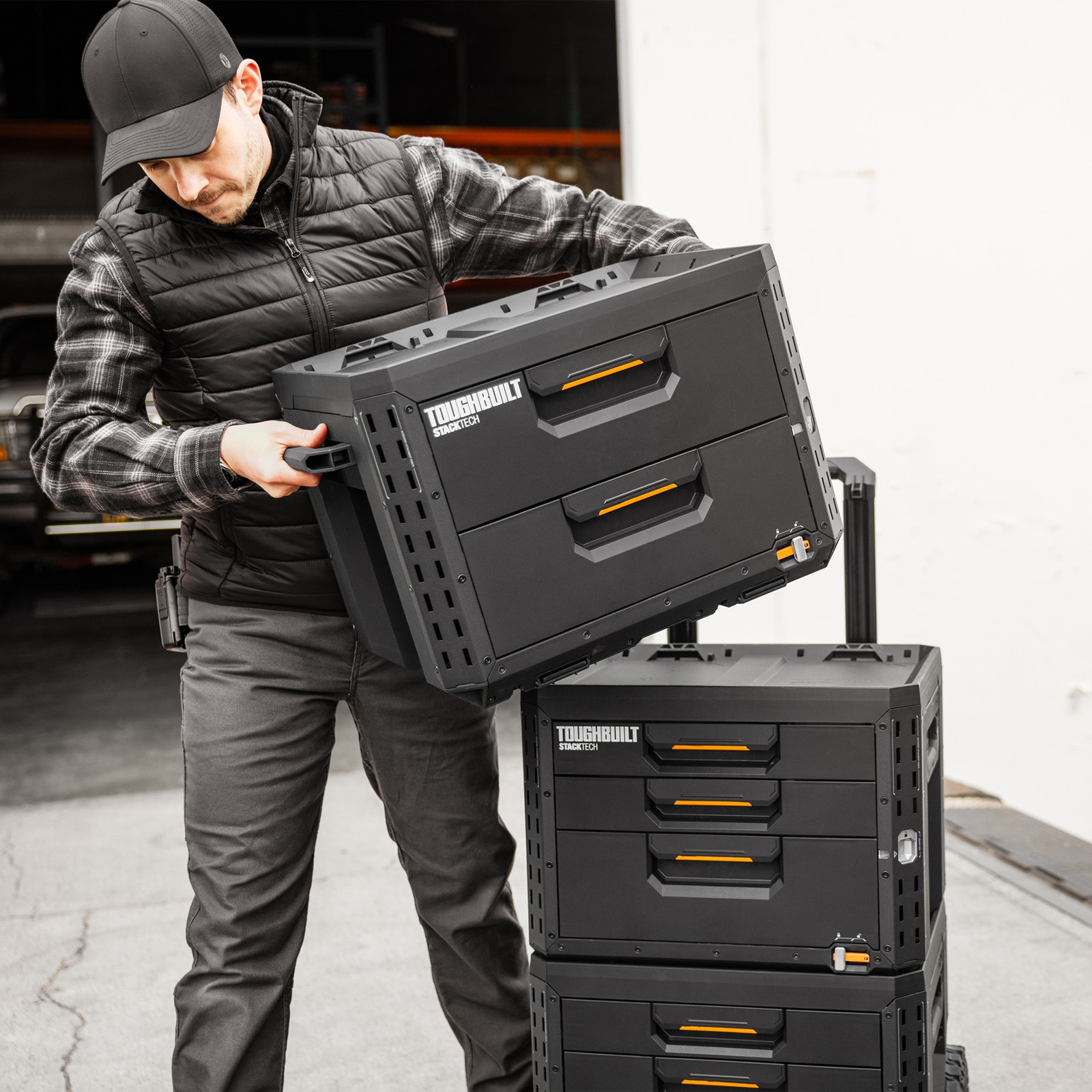 ToughBuilt StackTech 3-Drawer Locking Box, Plastic Storage Tool & Gear Organizer