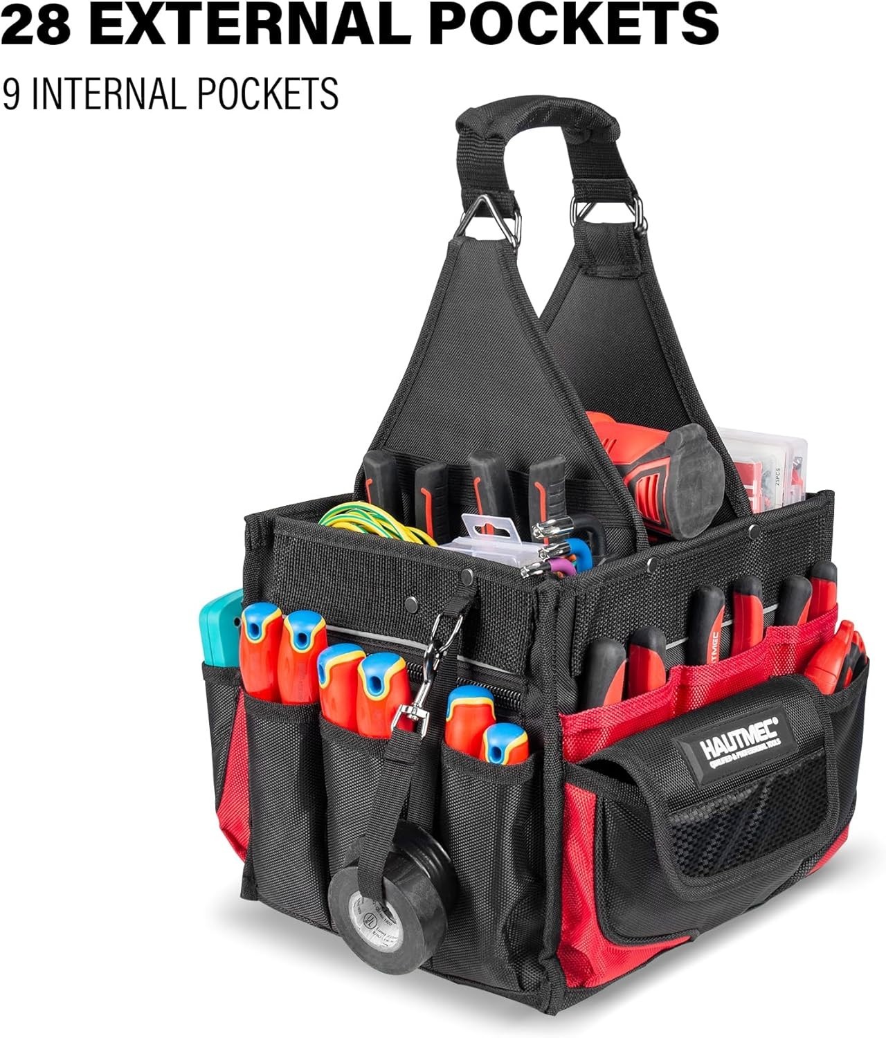 Water-Resistant Tool Organizer – Heavy-Duty Electrician Tote with Parts Tray