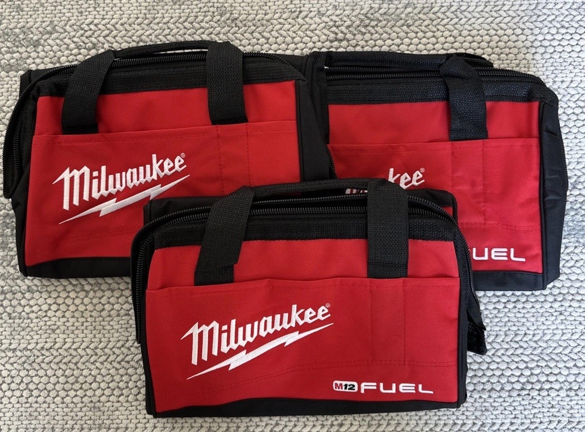NEW 3 Pack Milwaukee FUEL M12 13″ x 10″ x 9 Canvas Tool Bag Case M18 12 Volt 3x