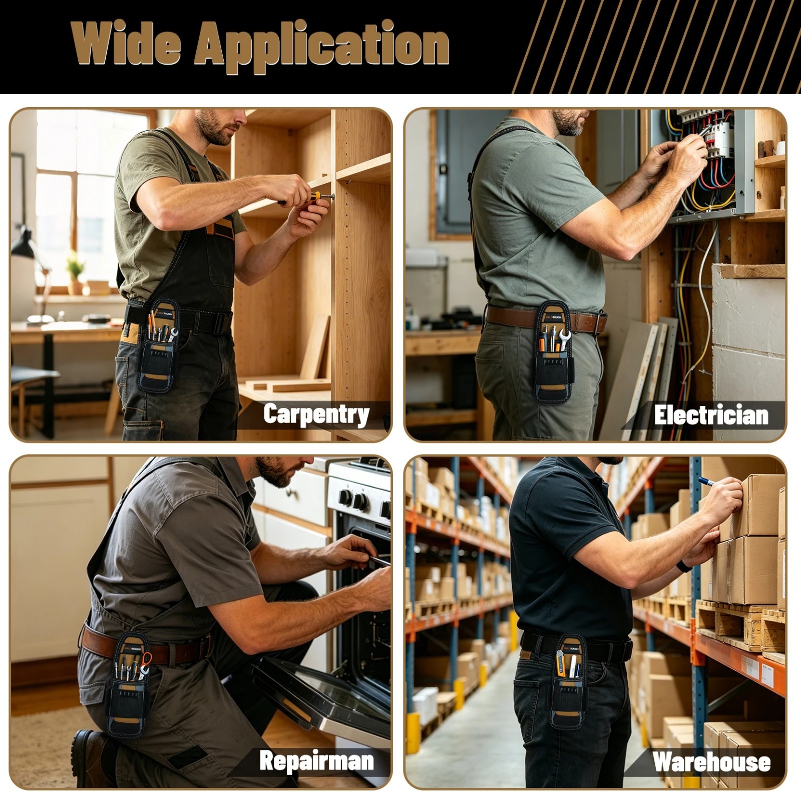 Construction Tool Holder Small Electrician’s Tool Pouch For Tool Belt