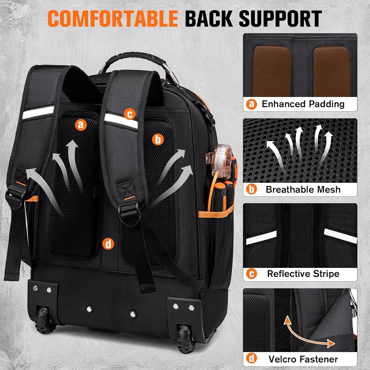 Heavy-Duty Rolling Tool Bag with 47 Pockets – Ideal for Electricians & Mechanics