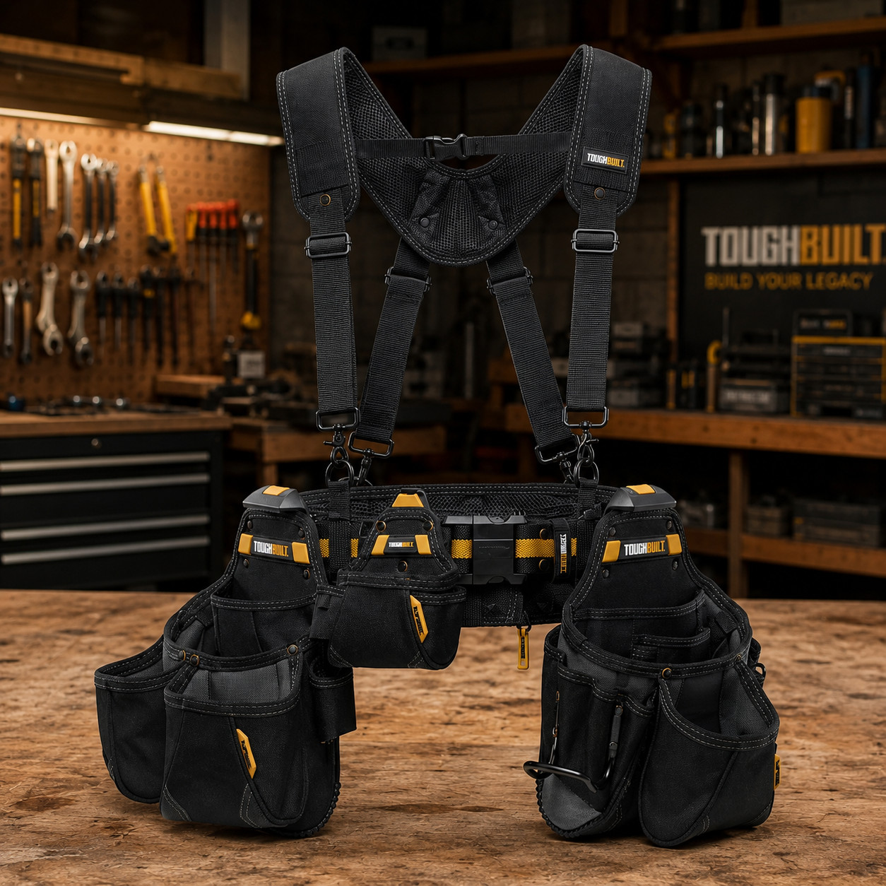 ToughBuilt TB-CT-101-5P Pro Contractor Tool Belt 5-Piece Rig Set w/ Suspenders