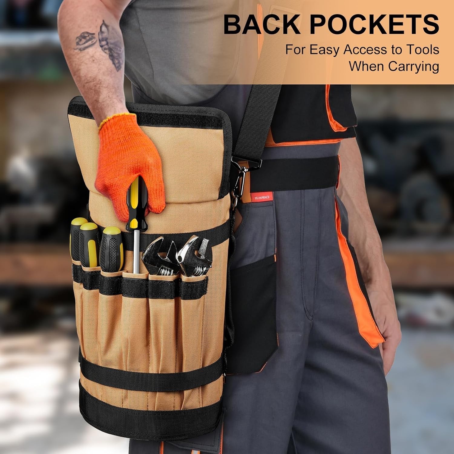 Roll Up Tool Bag with Reinforced Stitching and Scratch-Resistant Fabric