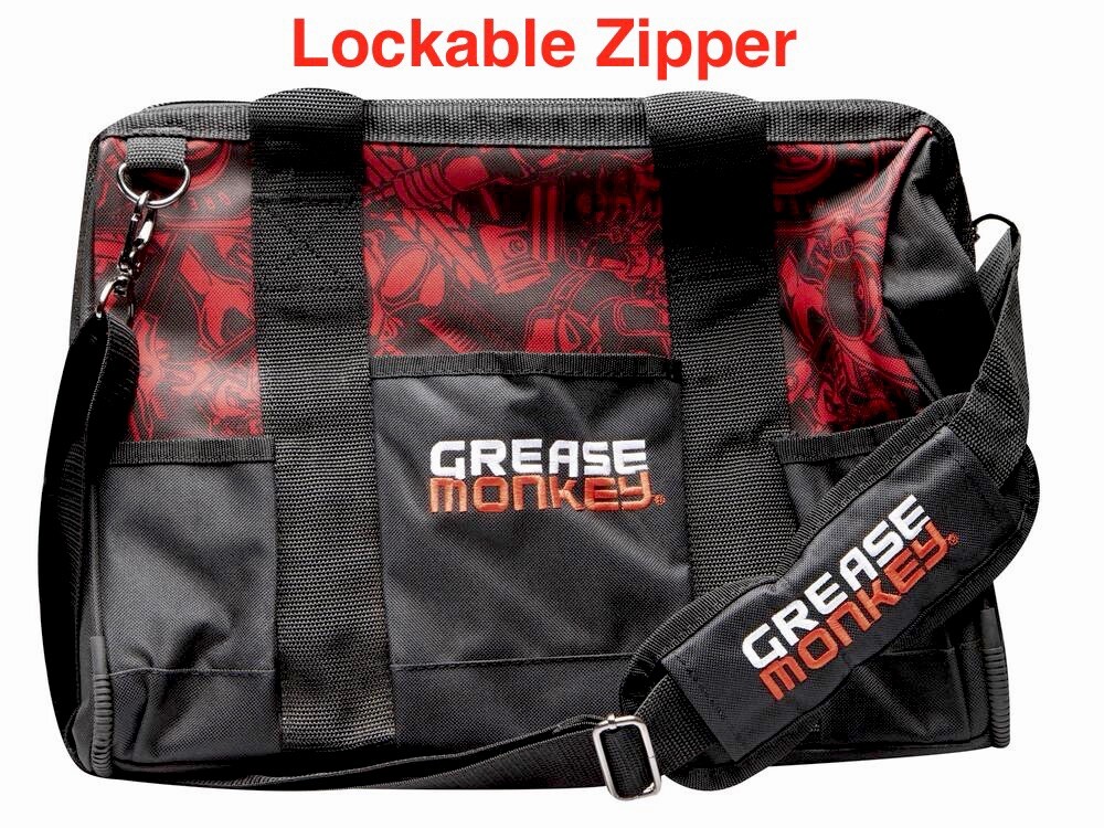 Licensed Grease Monkey 16″ Mechanics Tool Bag Tote Organizer Plumber Electrician