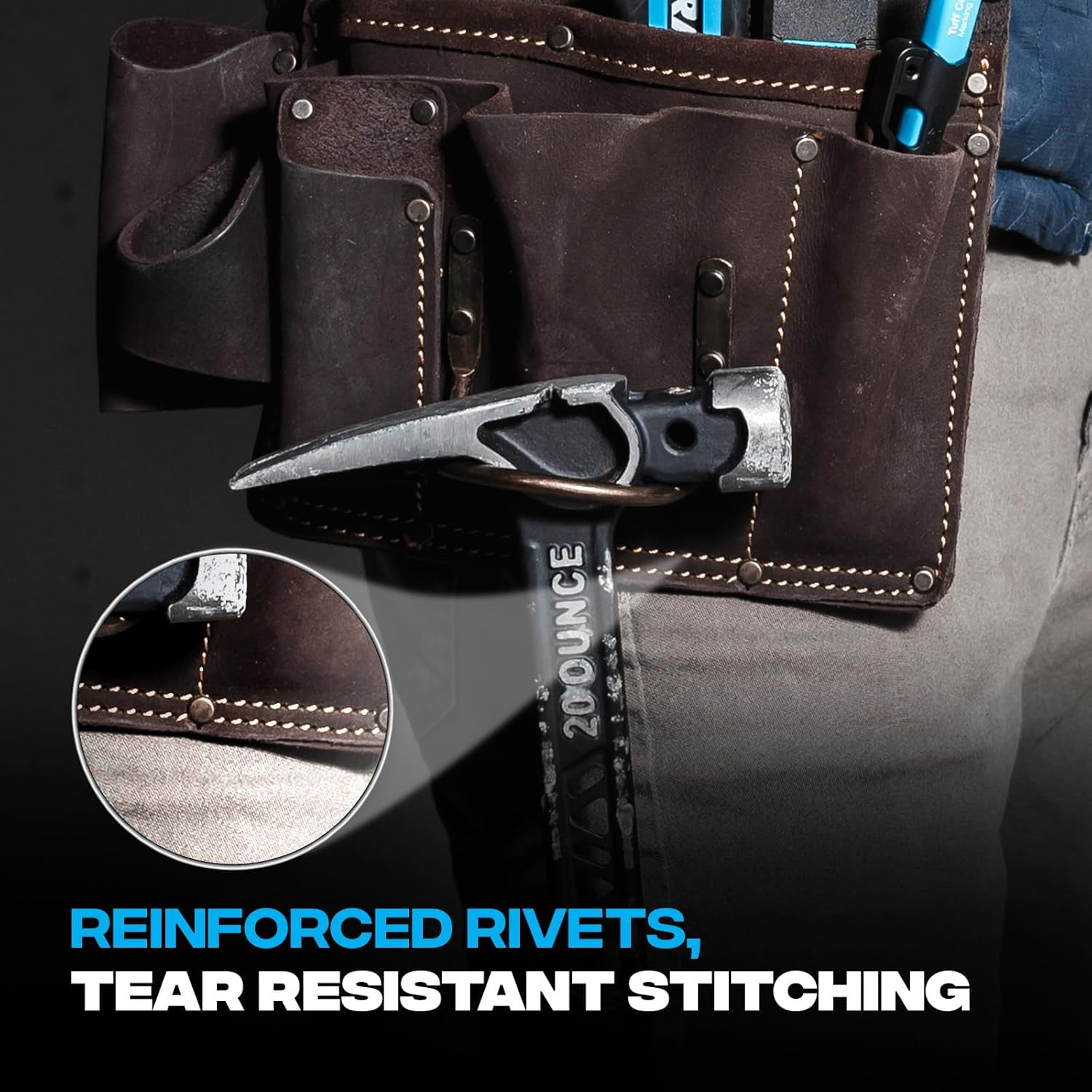 Pro Drywall Tool Belt – 22-Pocket Leather Tool Belt Pouches – (XL) Made of Oil-T