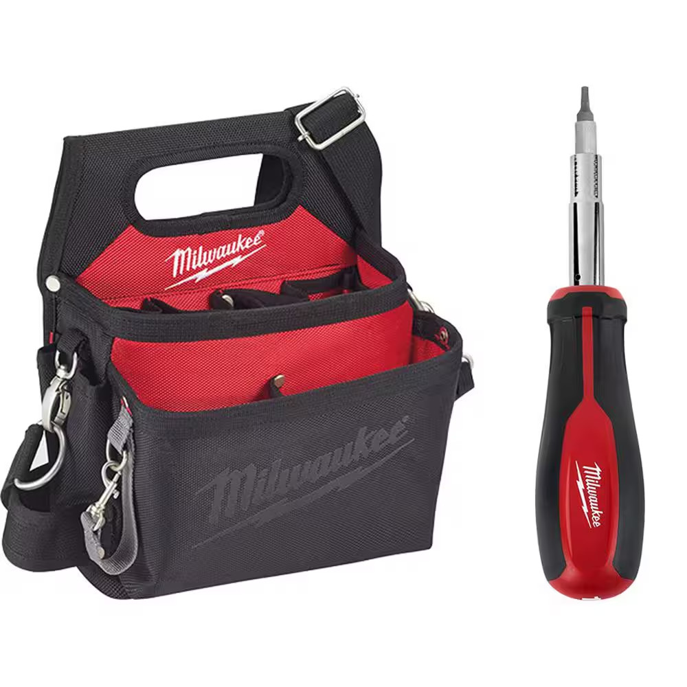 15-Pocket Electricians Tool Pouch/Holster with Quick Adjust Belt and 11-In-1 Mul