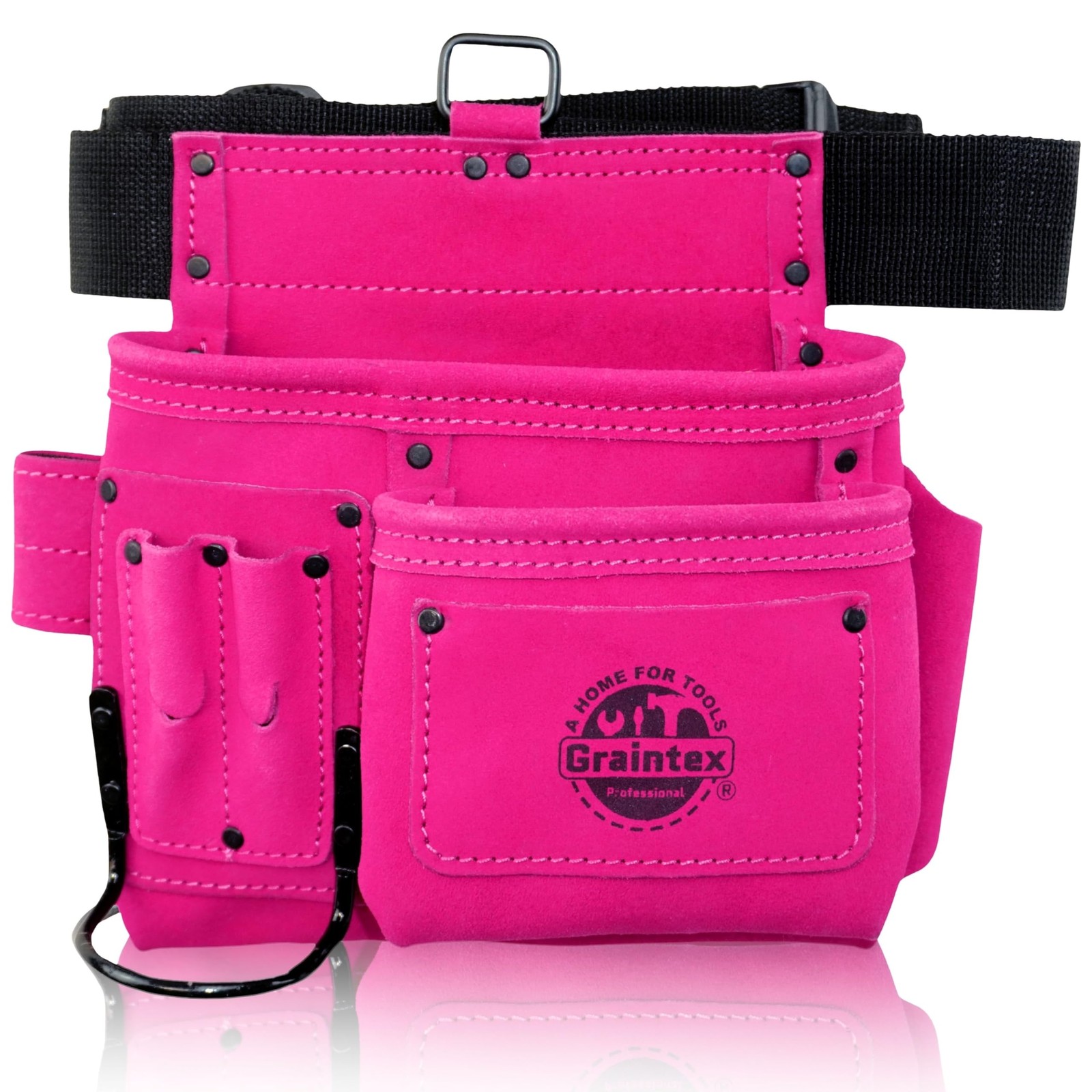 5 Pocket Suede Leather Tool Belt/Bag | Pink | Multipurpose Leather Tool Belt …
