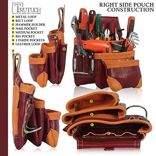 Grain Leather Tool Belt | Tool Rig Set | Tool Pouch | Drywall | Maroon